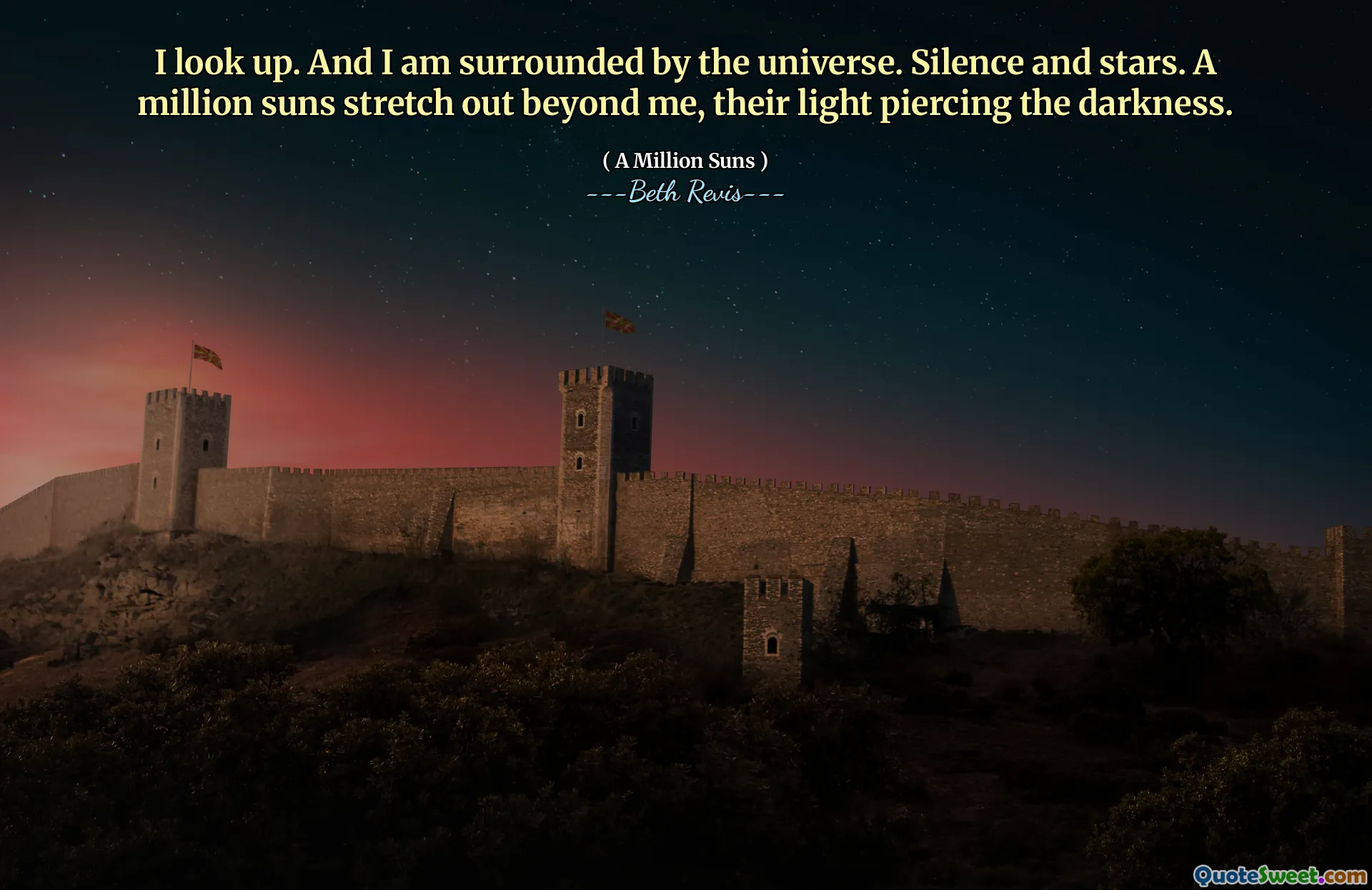 I look up. And I am surrounded by the universe. Silence and stars. A million suns stretch out beyond me, their light piercing the darkness.