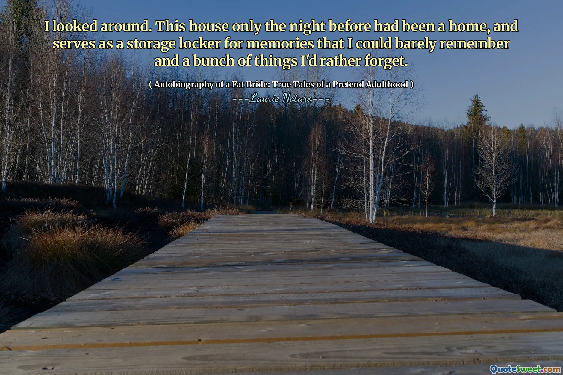 I looked around. This house only the night before had been a home, and serves as a storage locker for memories that I could barely remember and a bunch of things I'd rather forget.