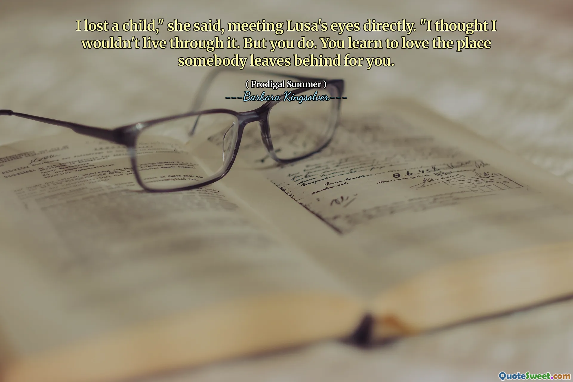 I lost a child," she said, meeting Lusa's eyes directly. "I thought I wouldn't live through it. But you do. You learn to love the place somebody leaves behind for you.