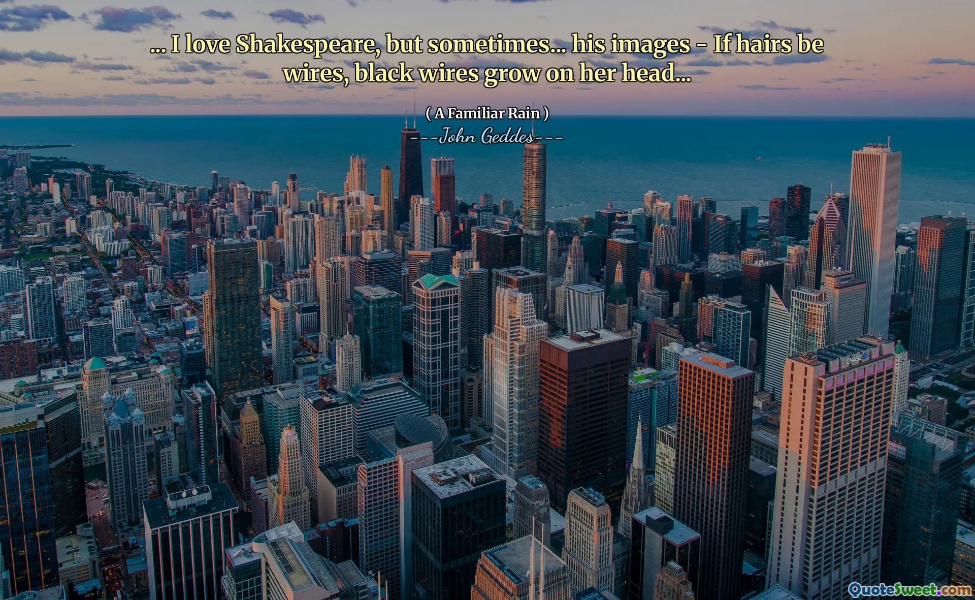 ... I love Shakespeare, but sometimes... his images - If hairs be wires, black wires grow on her head...