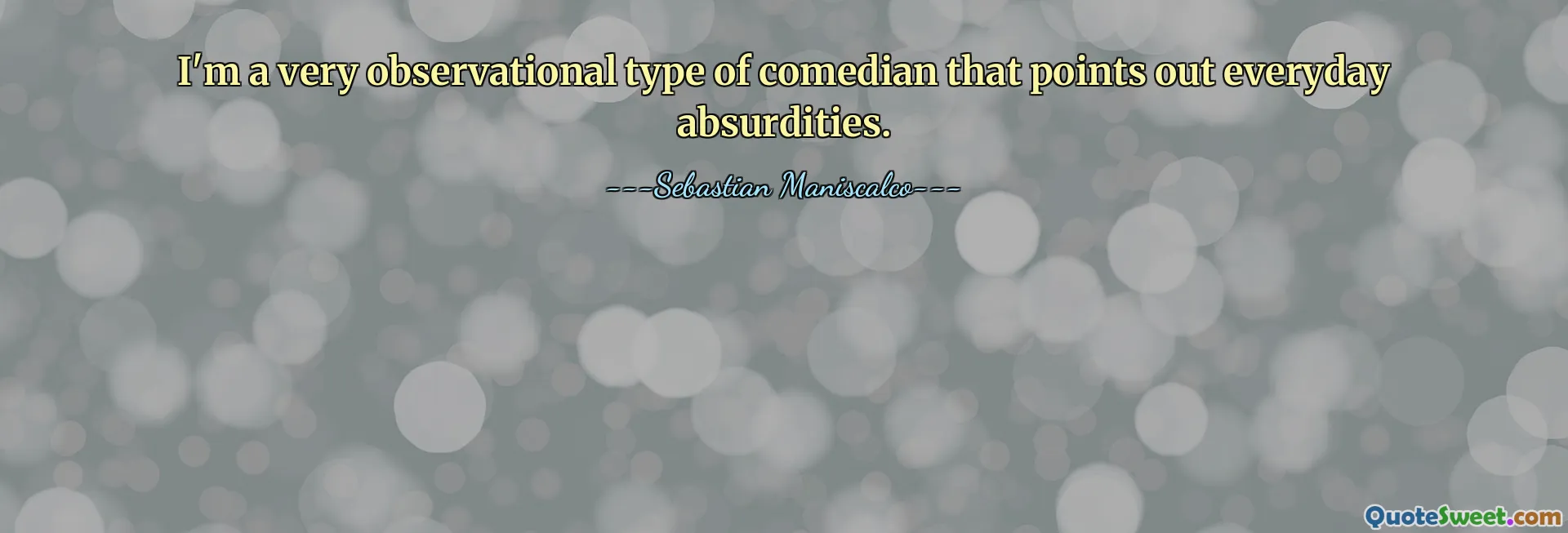 I'm a very observational type of comedian that points out everyday absurdities.