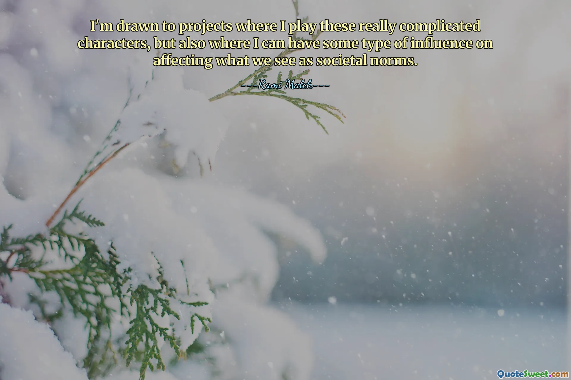 I'm drawn to projects where I play these really complicated characters, but also where I can have some type of influence on affecting what we see as societal norms.