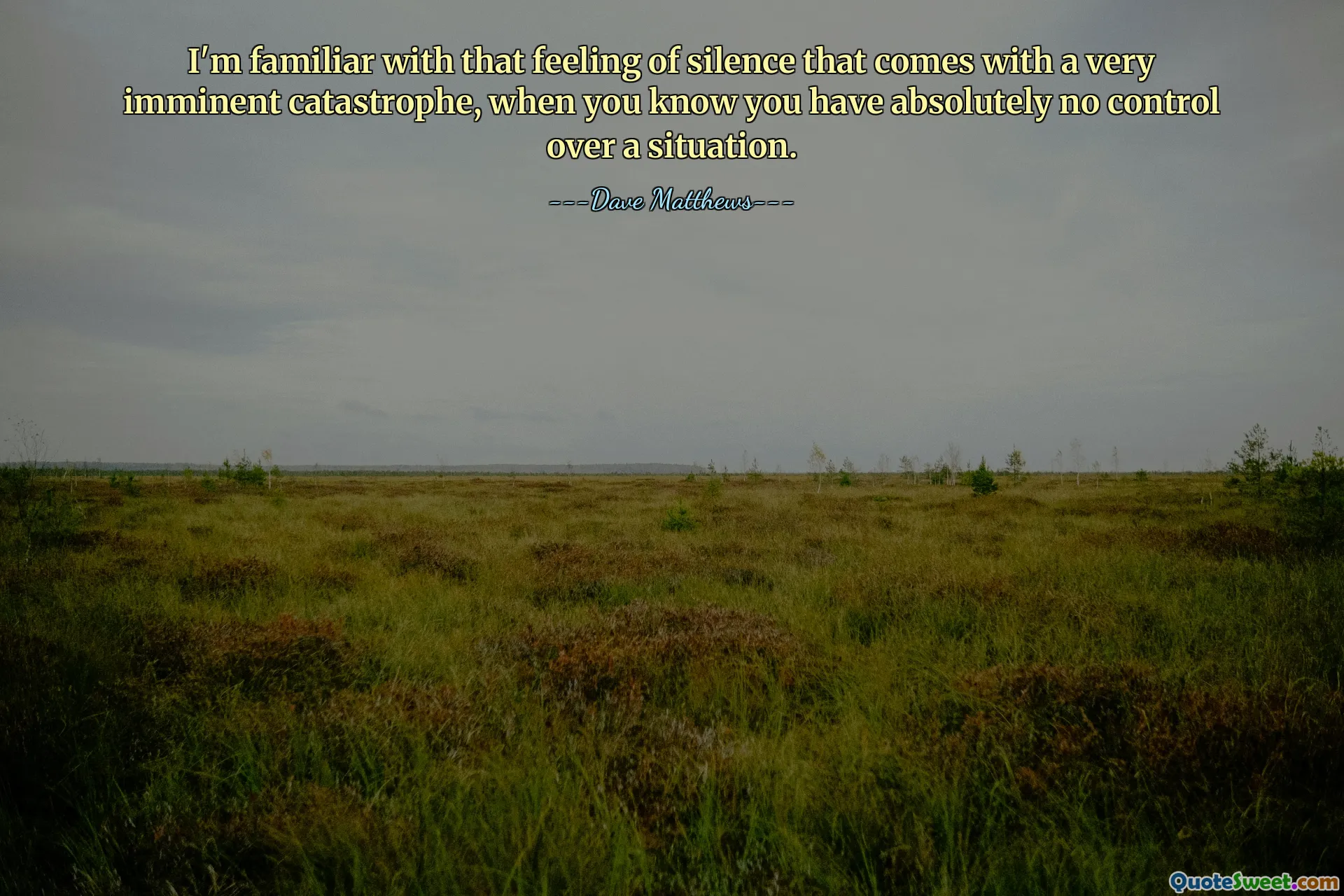 I'm familiar with that feeling of silence that comes with a very imminent catastrophe, when you know you have absolutely no control over a situation.