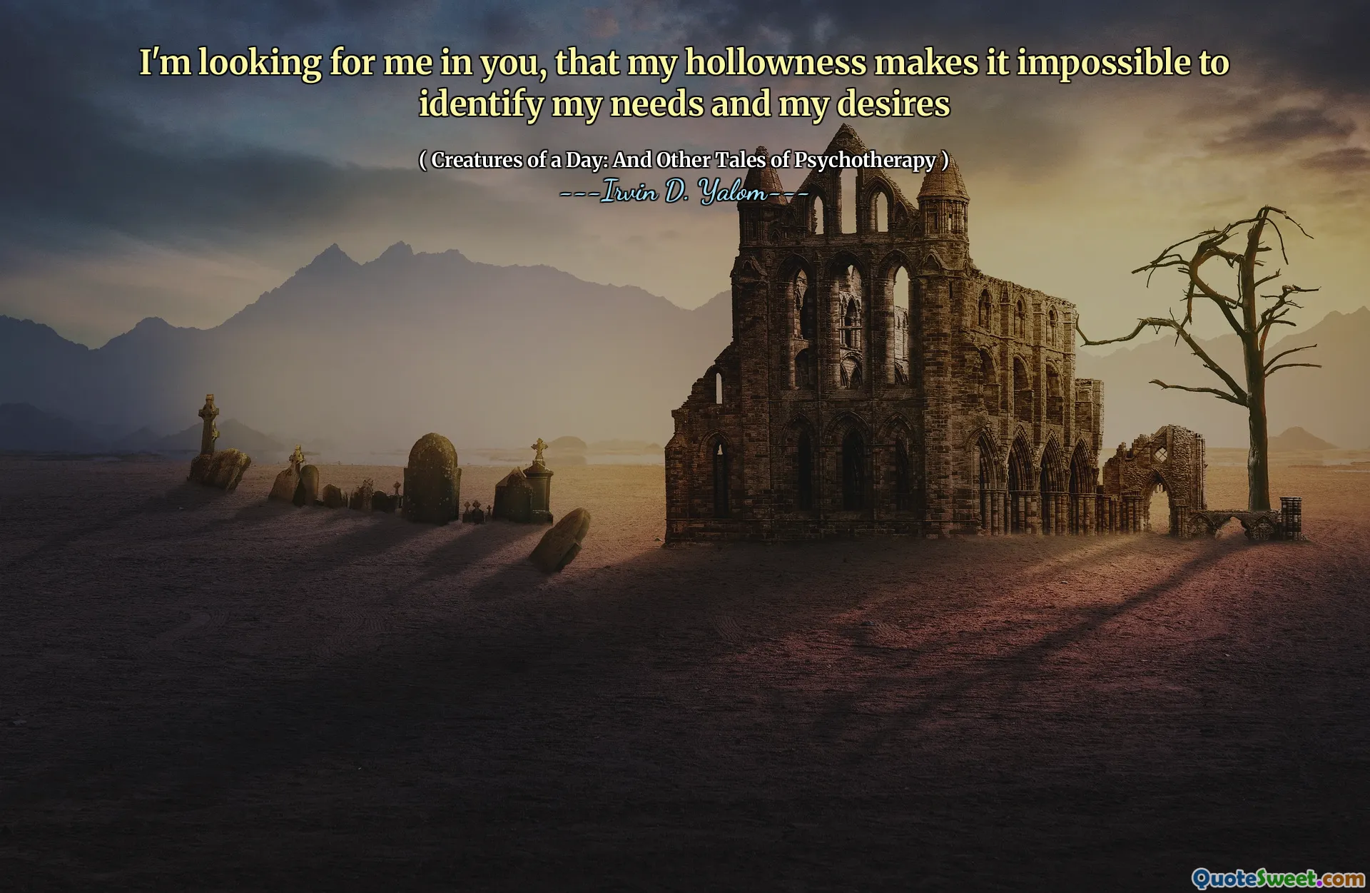 I'm looking for me in you, that my hollowness makes it impossible to identify my needs and my desires