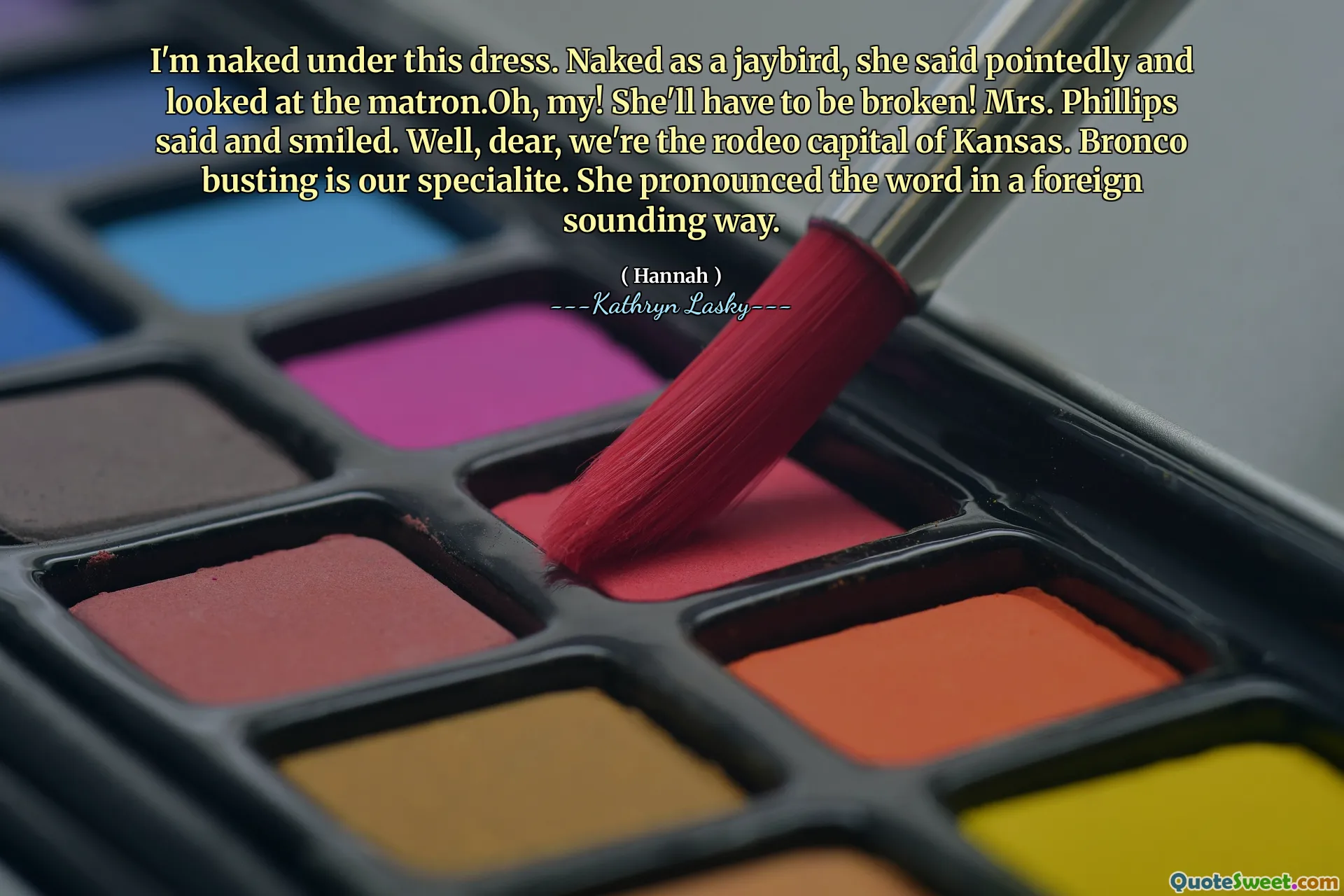 I'm naked under this dress. Naked as a jaybird, she said pointedly and looked at the matron.Oh, my! She'll have to be broken! Mrs. Phillips said and smiled. Well, dear, we're the rodeo capital of Kansas. Bronco busting is our specialite. She pronounced the word in a foreign sounding way.