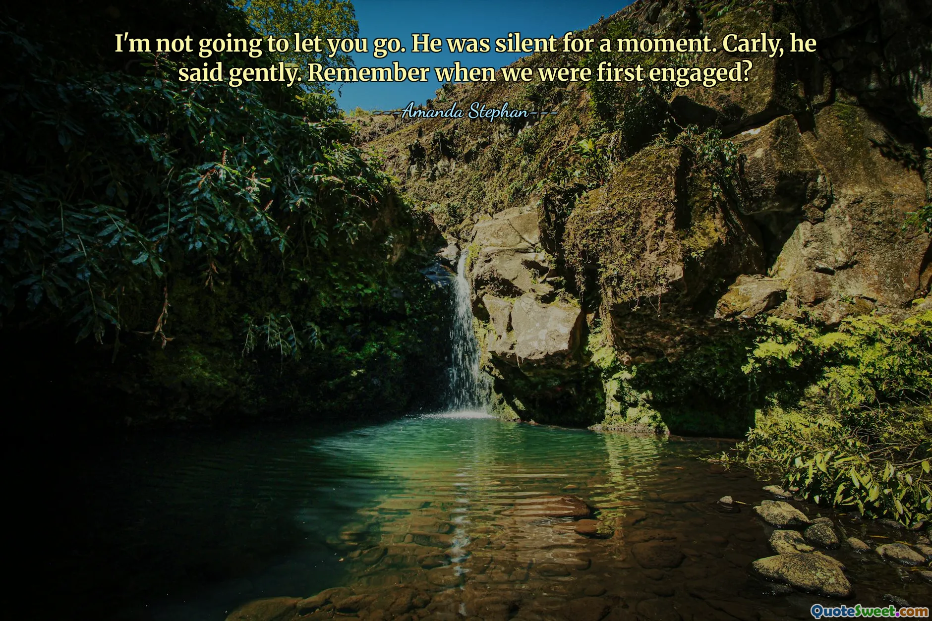 I'm not going to let you go. He was silent for a moment. Carly, he said gently. Remember when we were first engaged?