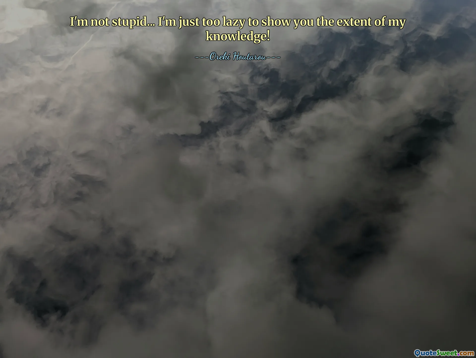 I'm not stupid... I'm just too lazy to show you the extent of my knowledge!