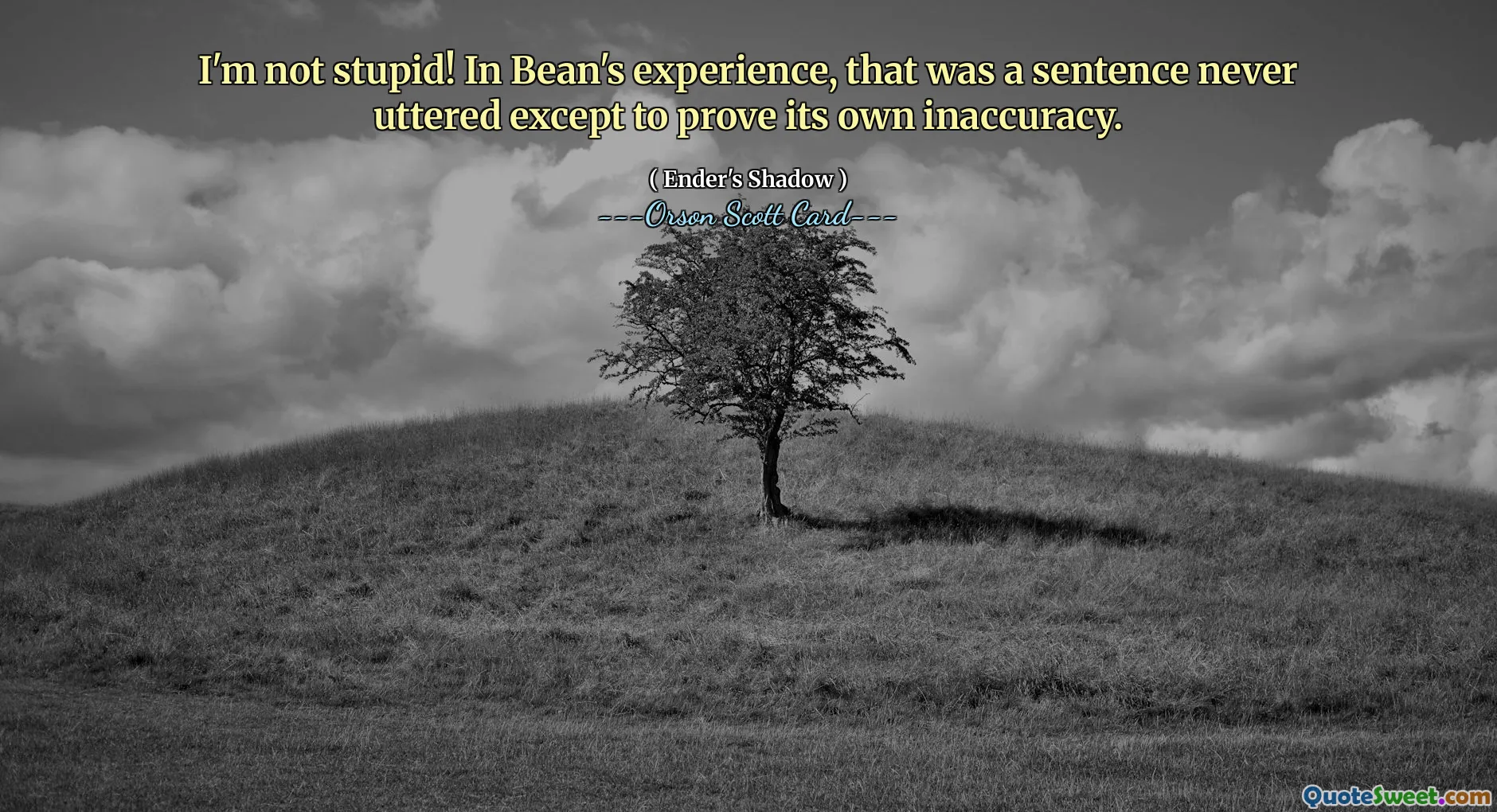 Nejsem hloupý! Podle Beanových zkušeností to byla věta, která nebyla nikdy vyslovena, kromě důkazu její vlastní nepřesnosti.