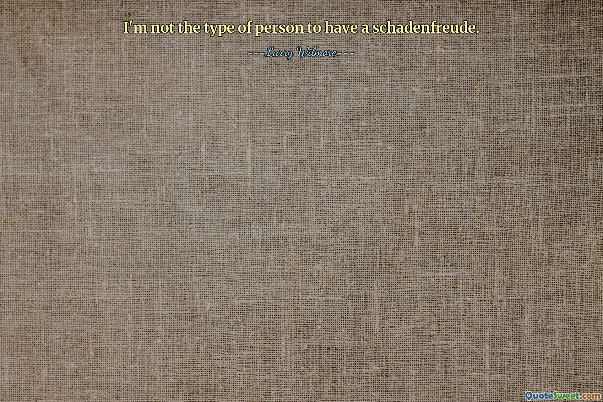 I'm not the type of person to have a schadenfreude.