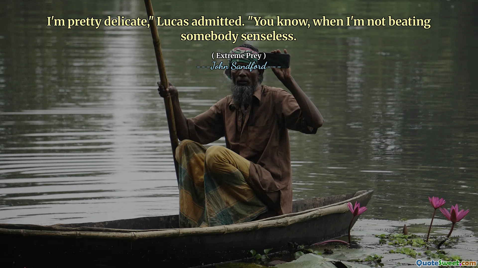 I'm pretty delicate," Lucas admitted. "You know, when I'm not beating somebody senseless.