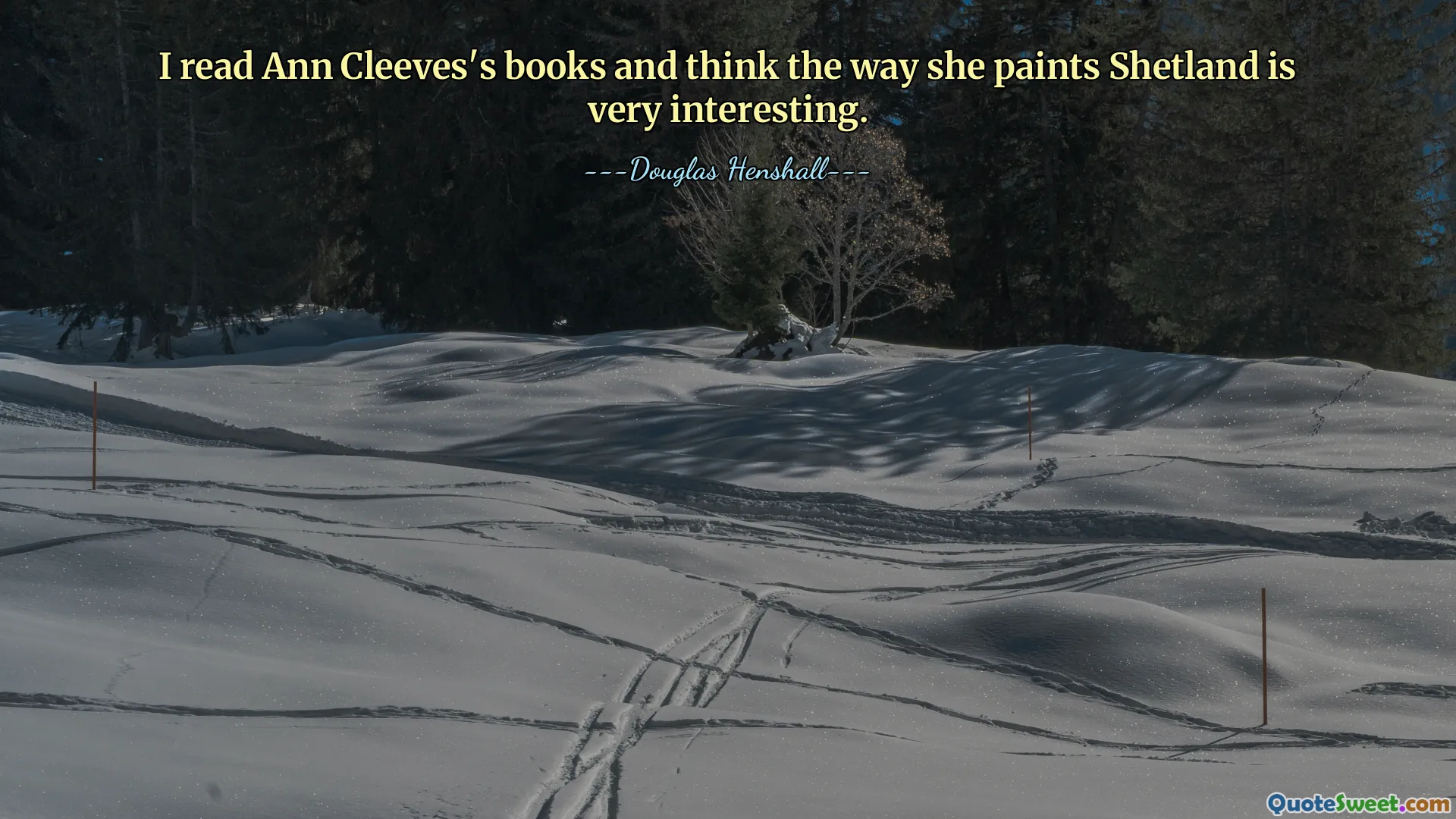 I read Ann Cleeves's books and think the way she paints Shetland is very interesting.