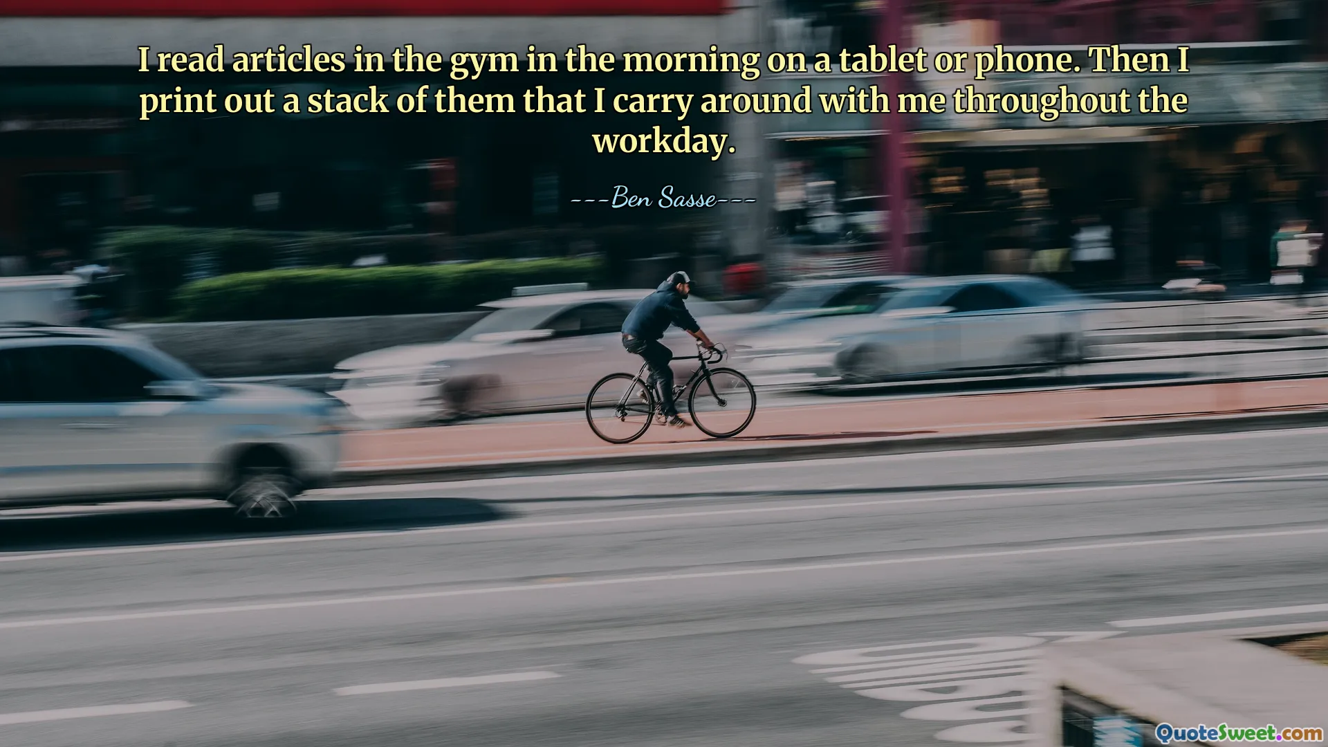 I read articles in the gym in the morning on a tablet or phone. Then I print out a stack of them that I carry around with me throughout the workday.