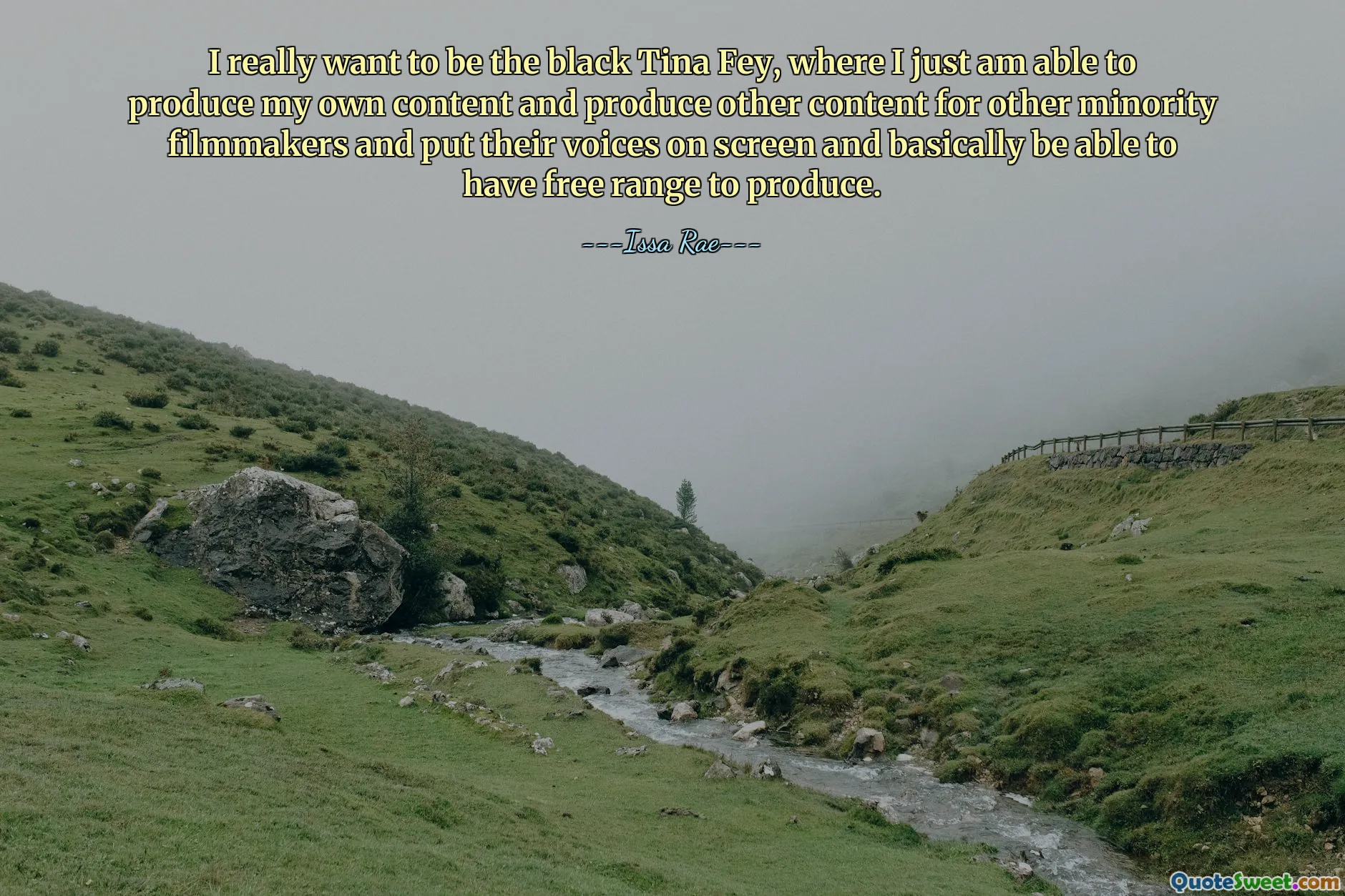 I really want to be the black Tina Fey, where I just am able to produce my own content and produce other content for other minority filmmakers and put their voices on screen and basically be able to have free range to produce.