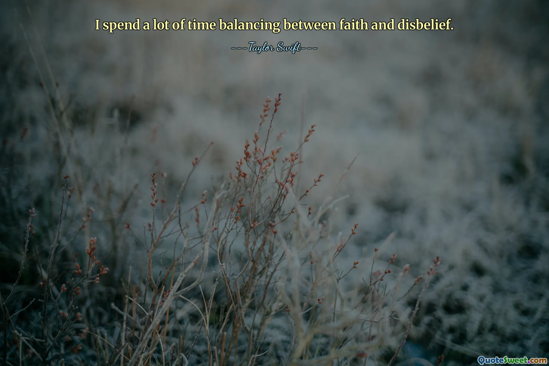 I spend a lot of time balancing between faith and disbelief.
