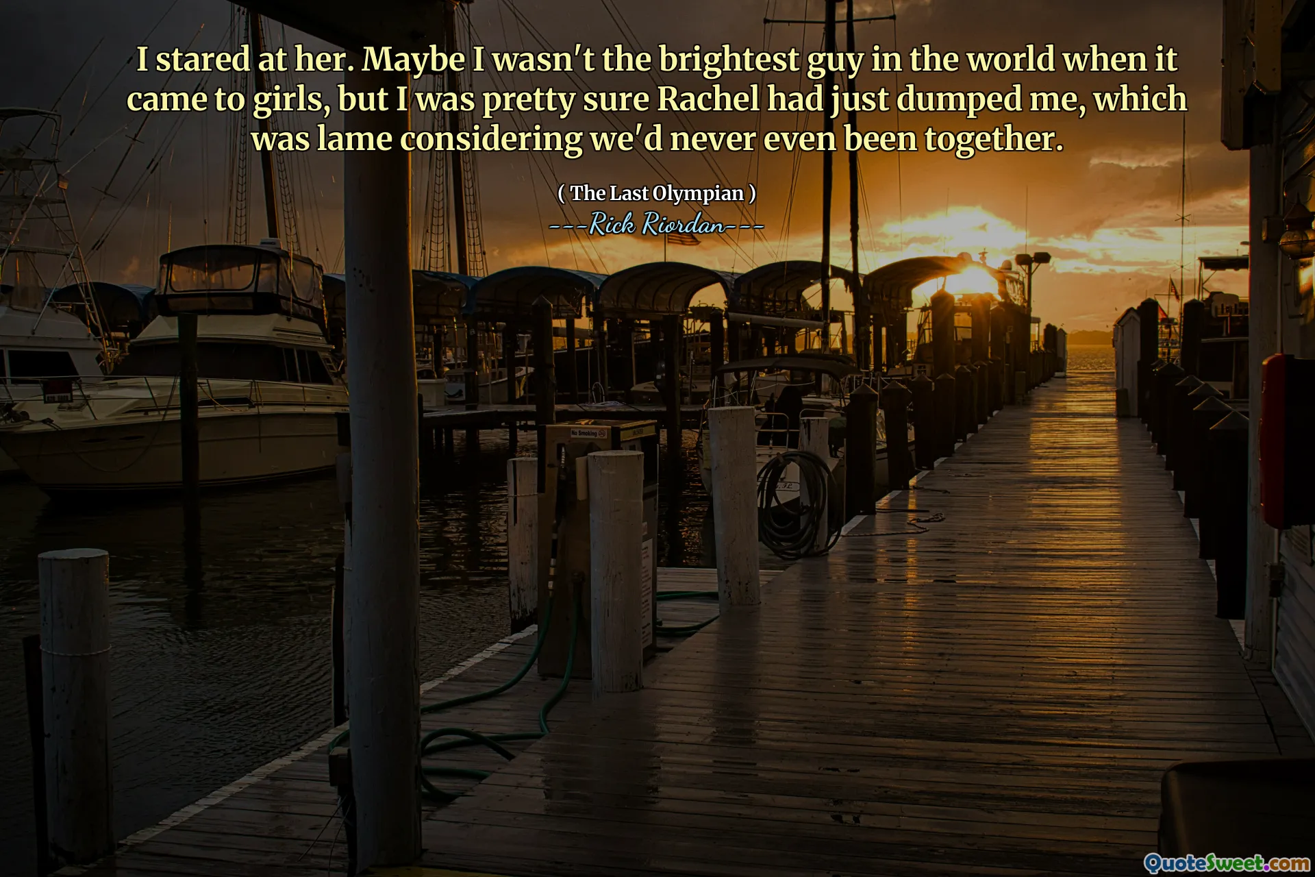 I stared at her. Maybe I wasn't the brightest guy in the world when it came to girls, but I was pretty sure Rachel had just dumped me, which was lame considering we'd never even been together.