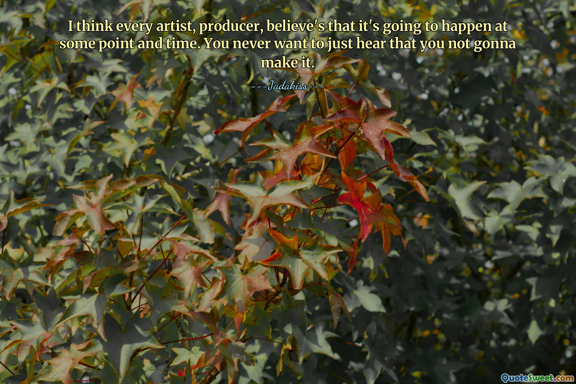 ვფიქრობ, ყველა მხატვარს, პროდიუსერს სჯერა, რომ ეს რაღაც მომენტში და დროს მოხდება. არასოდეს გინდა უბრალოდ გაიგო, რომ ამას ვერ მიაღწევ.