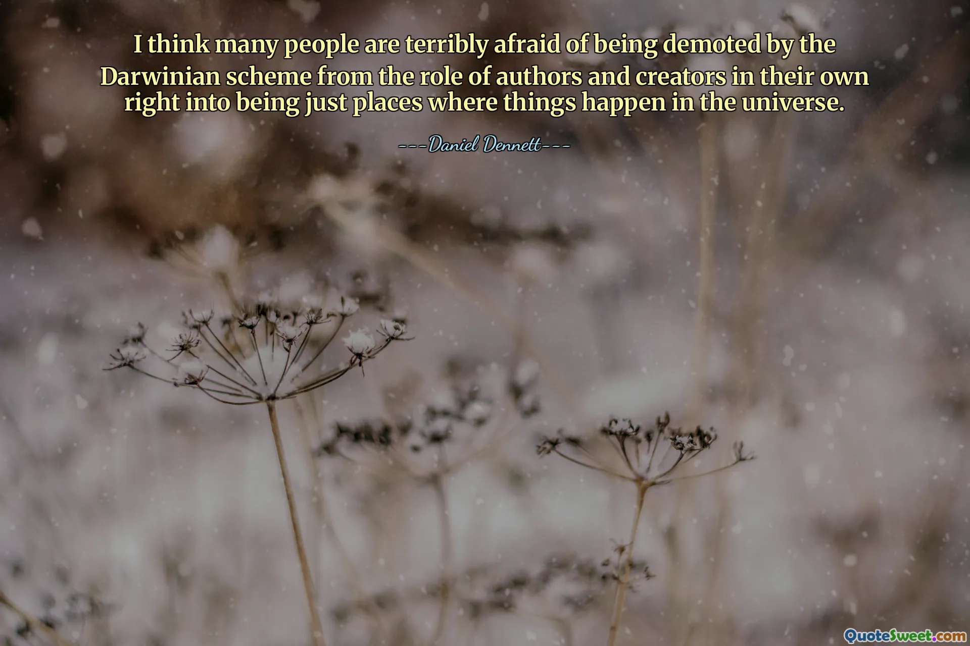 我认为很多人都非常害怕达尔文的计划将他们的角色从作者和创造者的角色降级为宇宙中事物发生的地方。