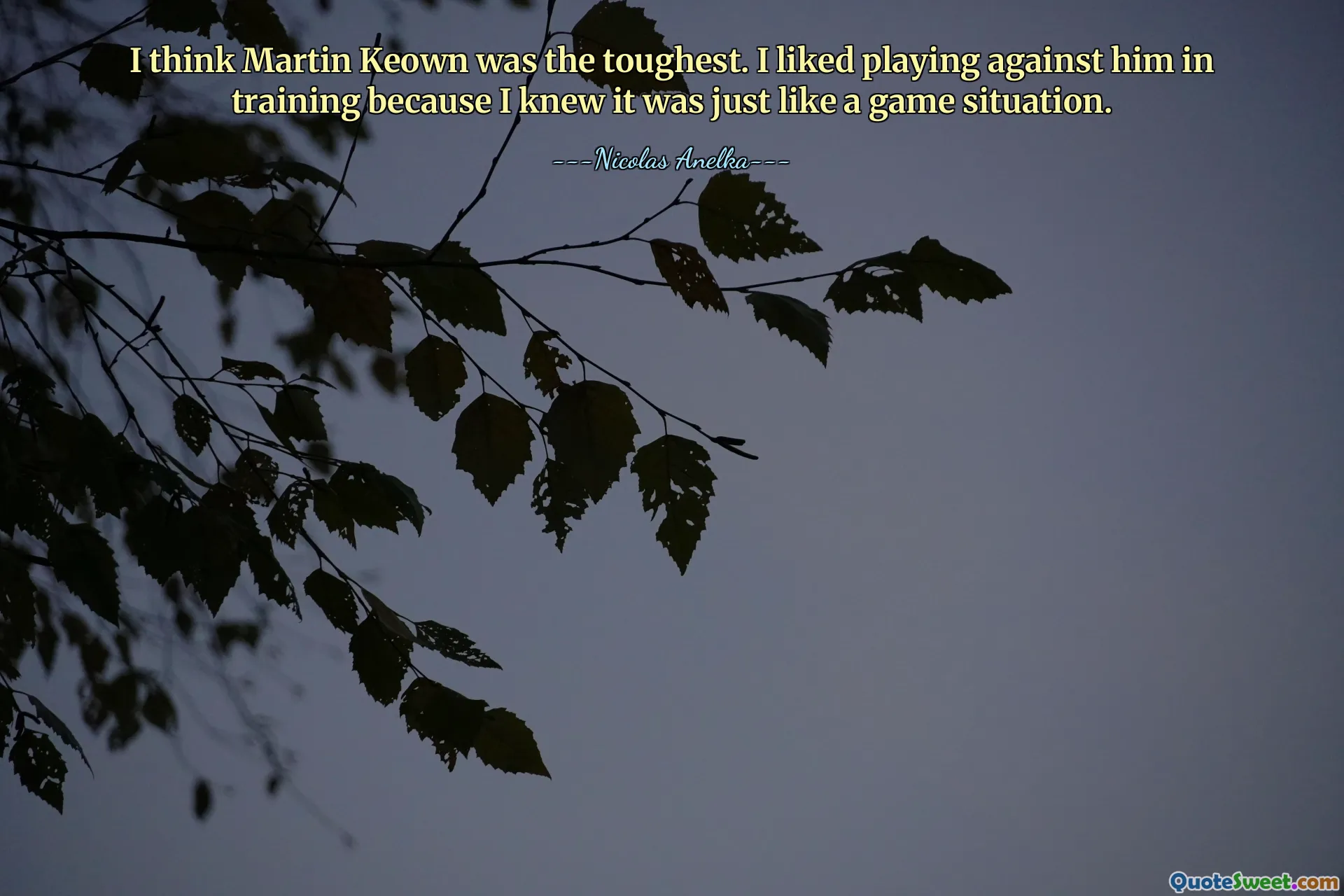I think Martin Keown was the toughest. I liked playing against him in training because I knew it was just like a game situation.