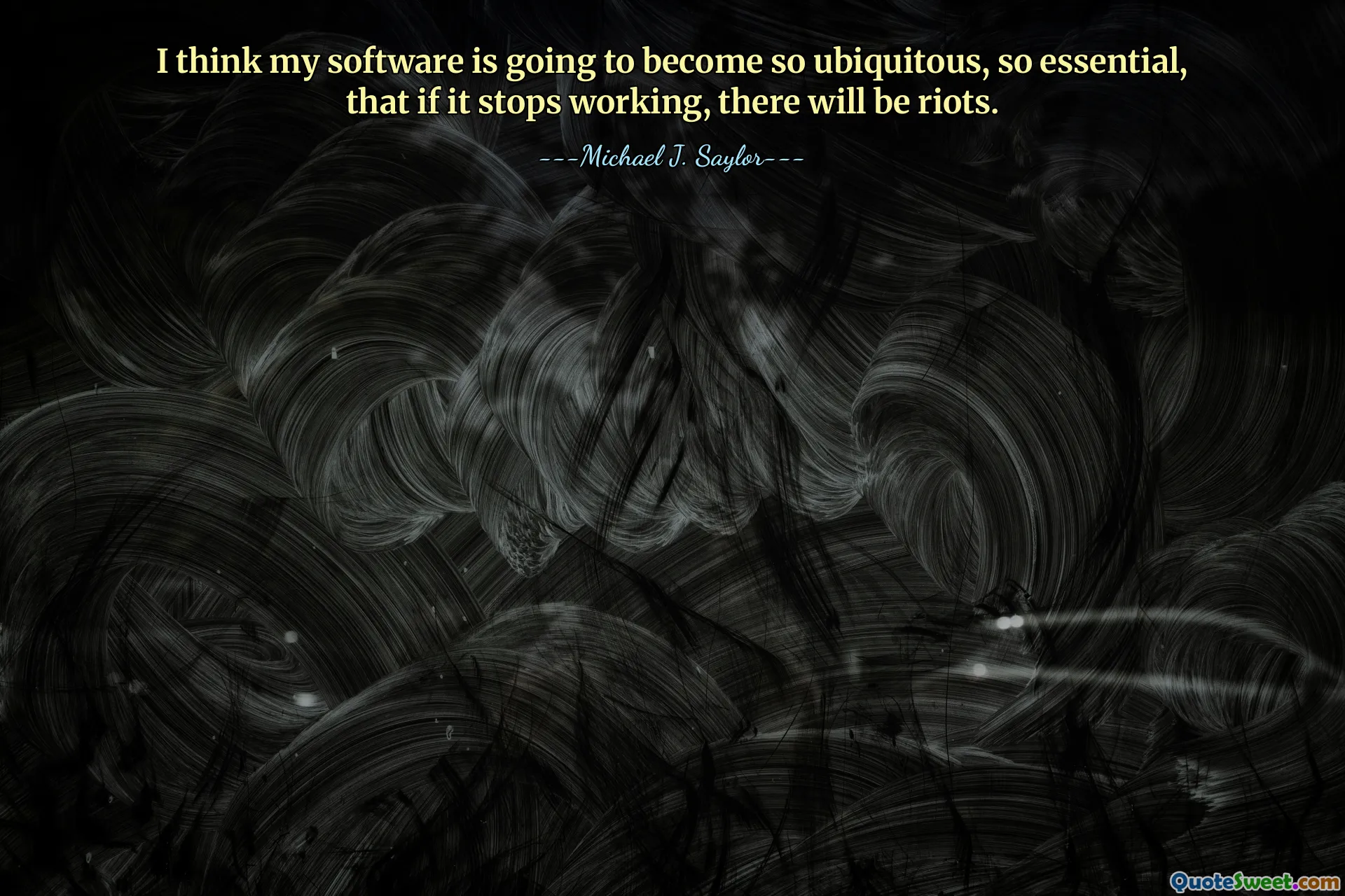 I think my software is going to become so ubiquitous, so essential, that if it stops working, there will be riots.