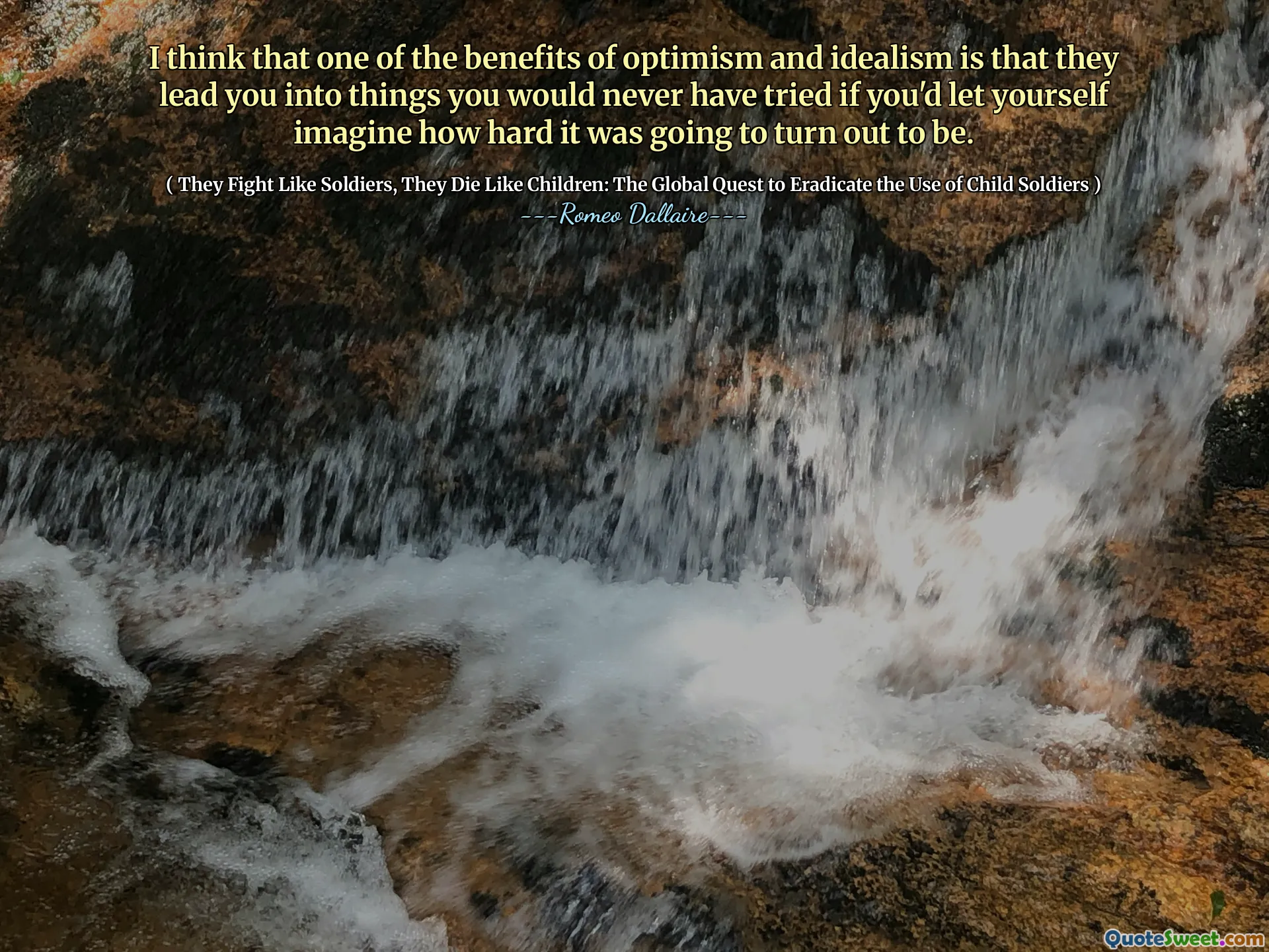 I think that one of the benefits of optimism and idealism is that they lead you into things you would never have tried if you'd let yourself imagine how hard it was going to turn out to be.