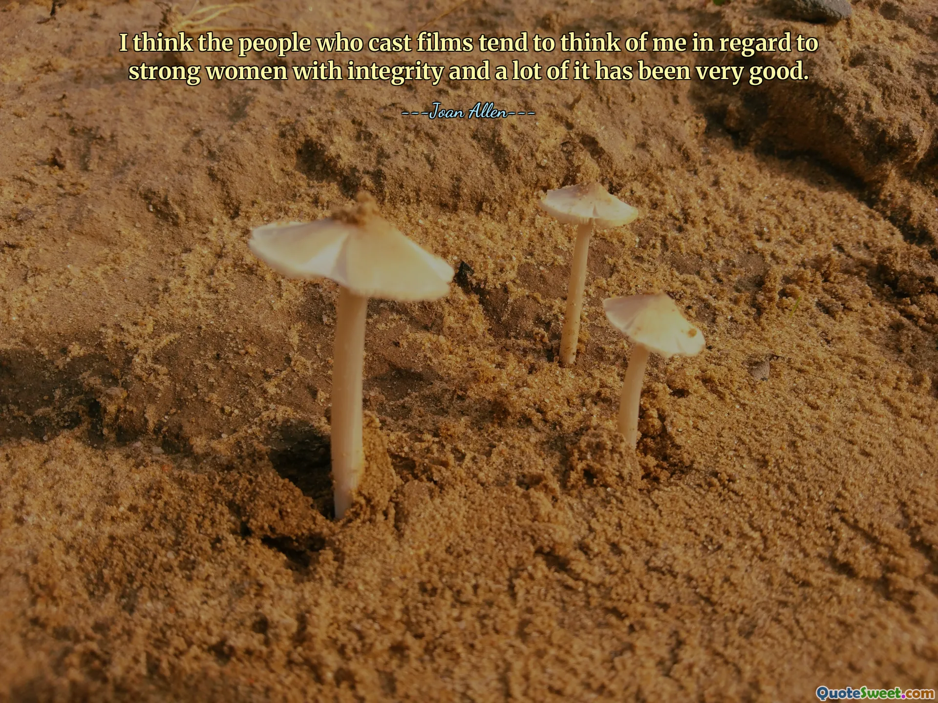 Penso che le persone che fanno il cast dei film tendano a pensare a me come a una donna forte e integra e in gran parte è stato molto positivo.