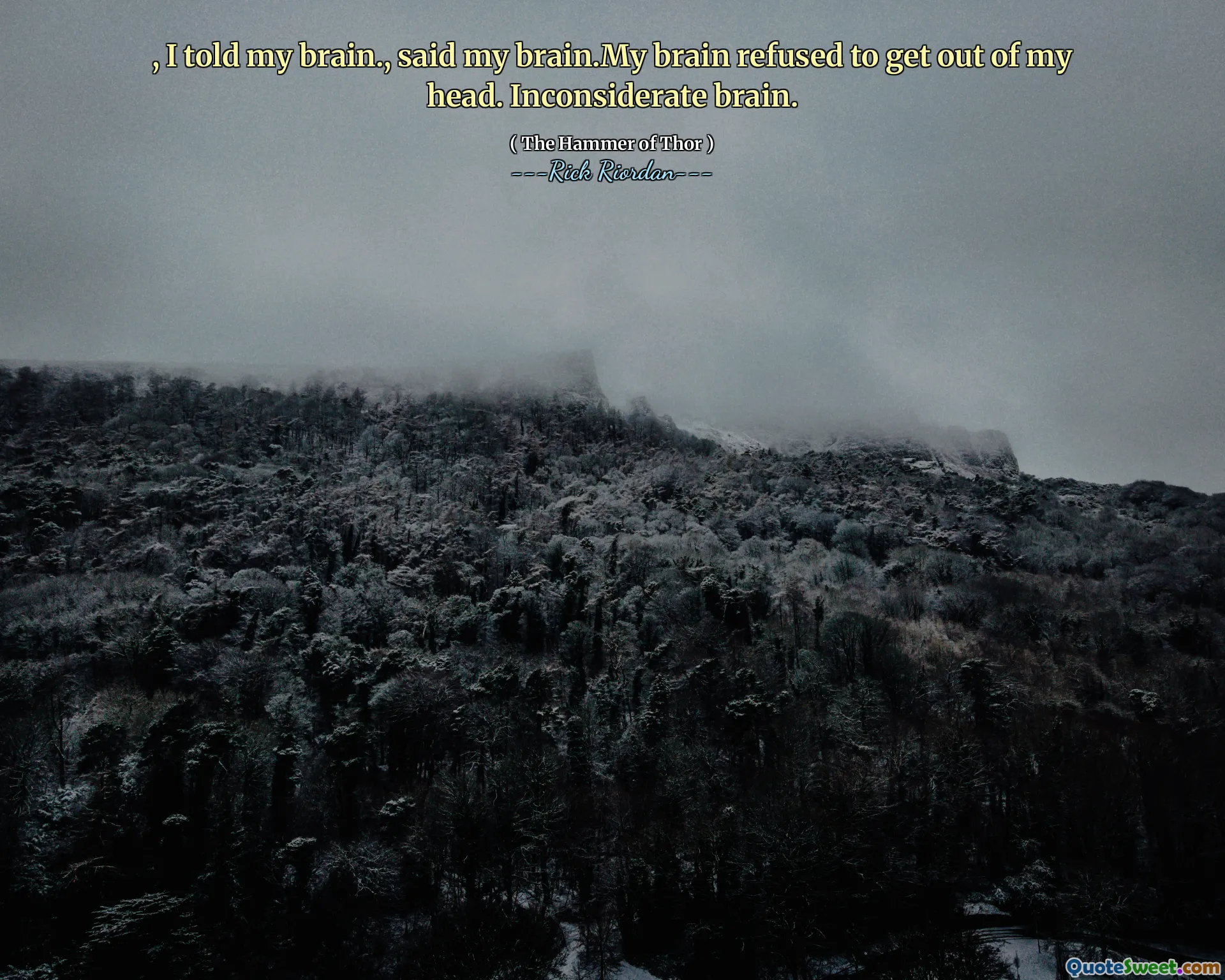 , I told my brain., said my brain.My brain refused to get out of my head. Inconsiderate brain.