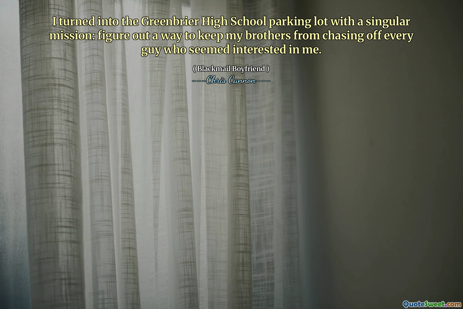 I turned into the Greenbrier High School parking lot with a singular mission: figure out a way to keep my brothers from chasing off every guy who seemed interested in me.