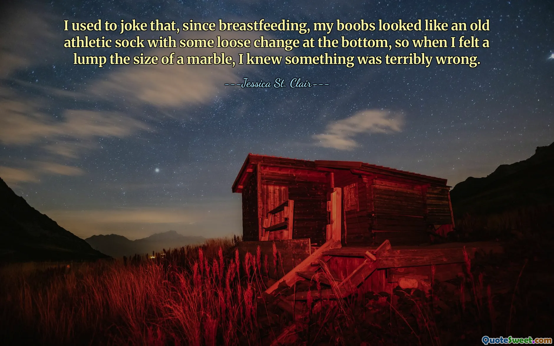 I used to joke that, since breastfeeding, my boobs looked like an old athletic sock with some loose change at the bottom, so when I felt a lump the size of a marble, I knew something was terribly wrong.