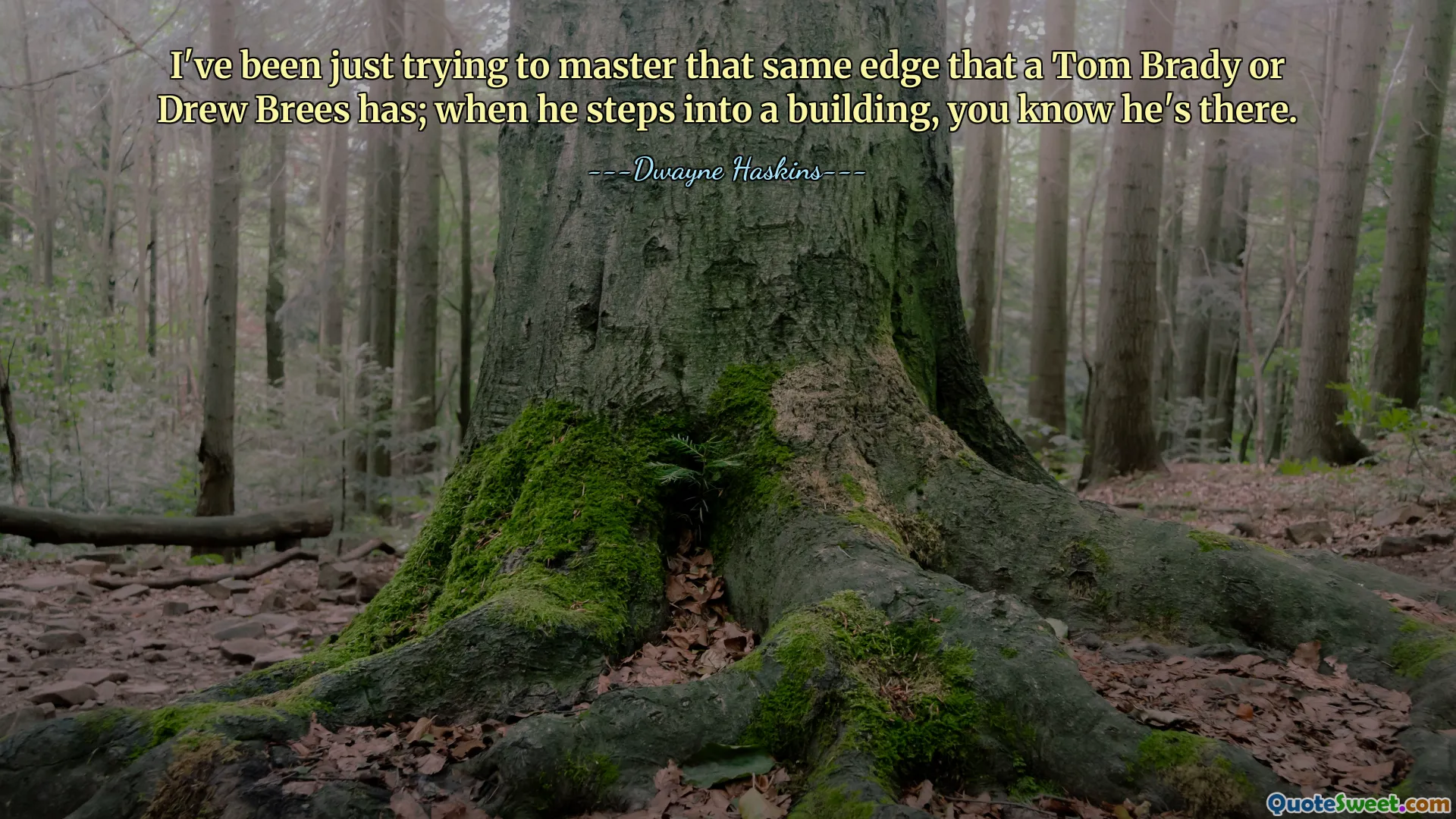 I've been just trying to master that same edge that a Tom Brady or Drew Brees has; when he steps into a building, you know he's there.