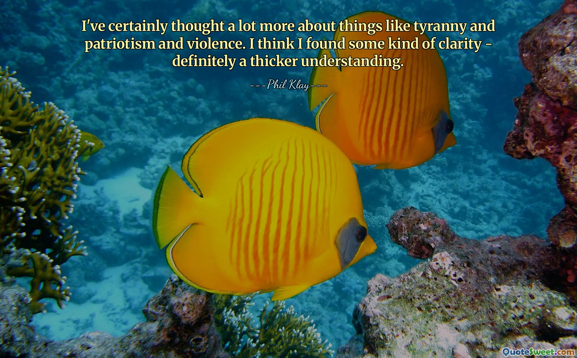 I've certainly thought a lot more about things like tyranny and patriotism and violence. I think I found some kind of clarity - definitely a thicker understanding.