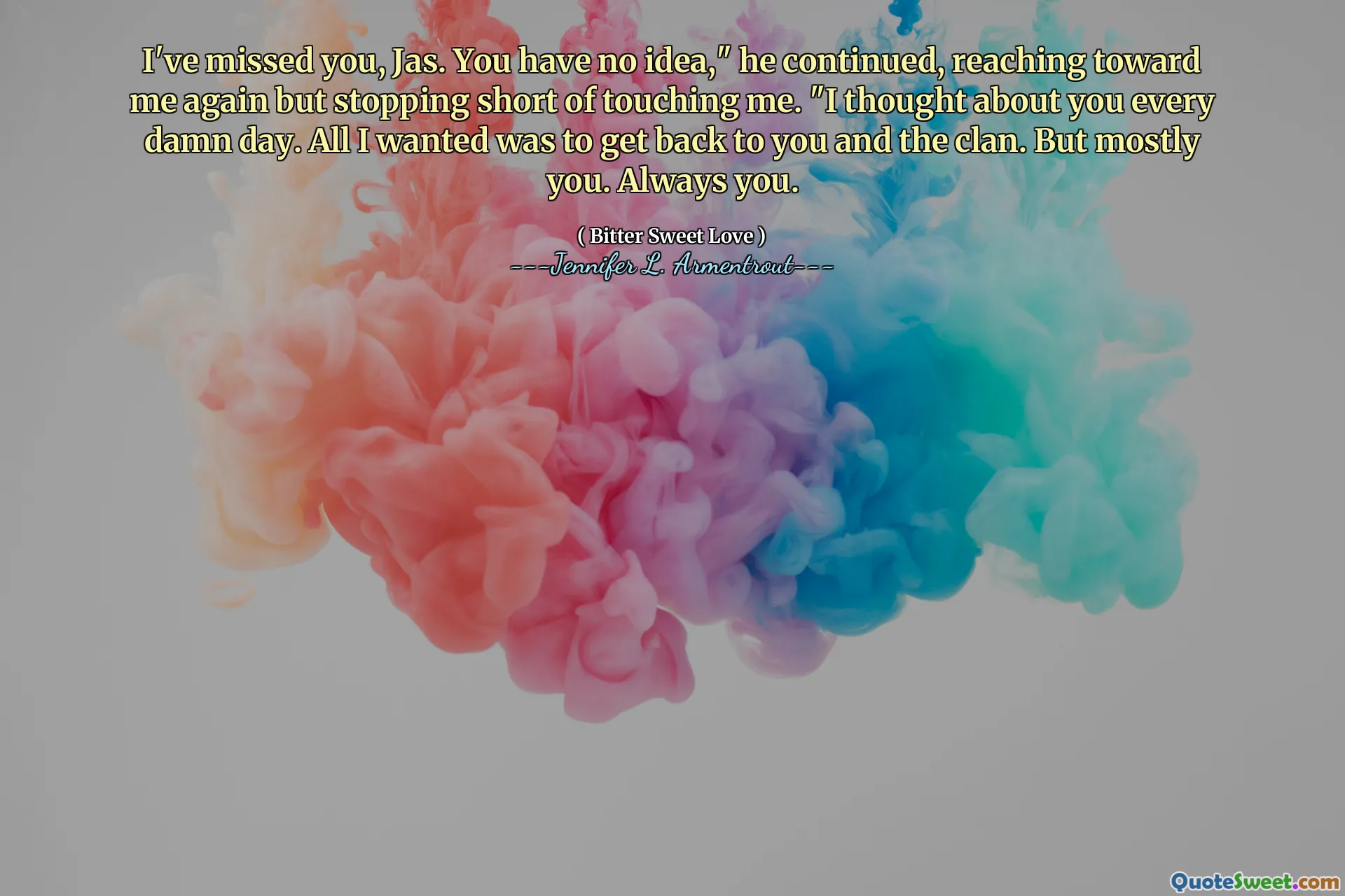 I've missed you, Jas. You have no idea," he continued, reaching toward me again but stopping short of touching me. "I thought about you every damn day. All I wanted was to get back to you and the clan. But mostly you. Always you.