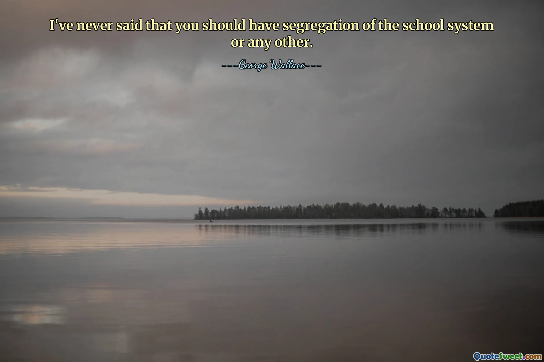 I've never said that you should have segregation of the school system or any other.