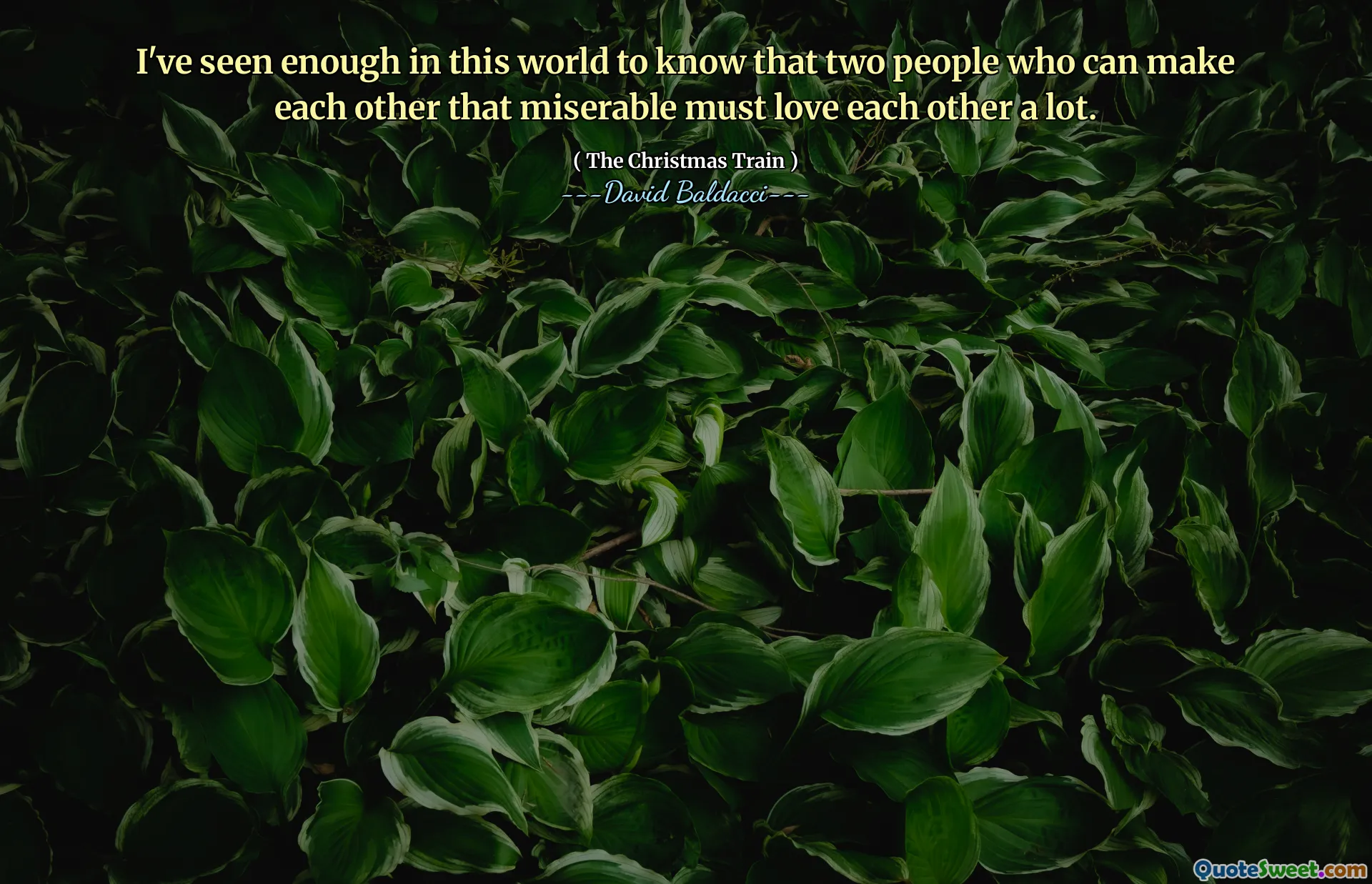 I've seen enough in this world to know that two people who can make each other that miserable must love each other a lot.