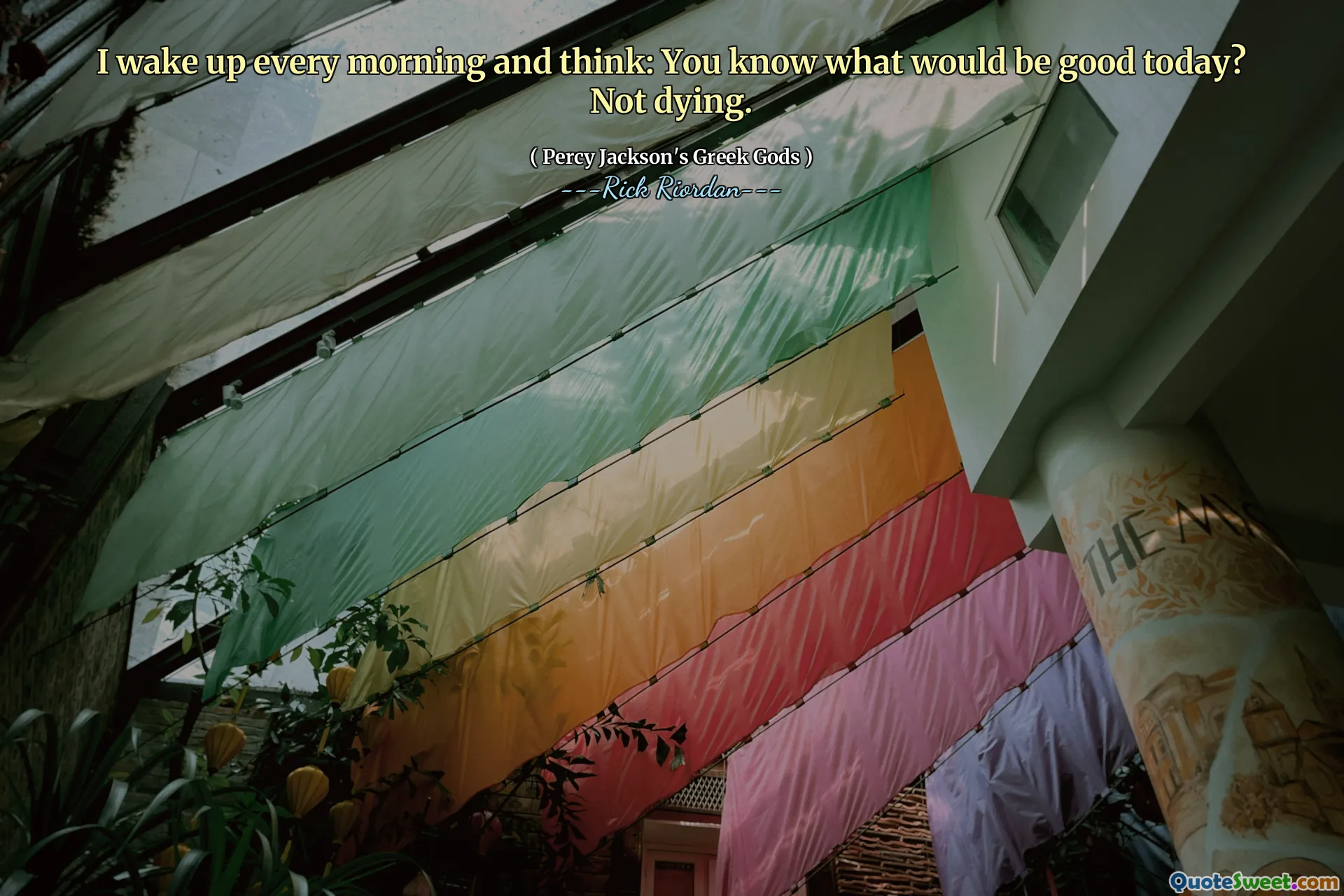 I wake up every morning and think: You know what would be good today? Not dying.