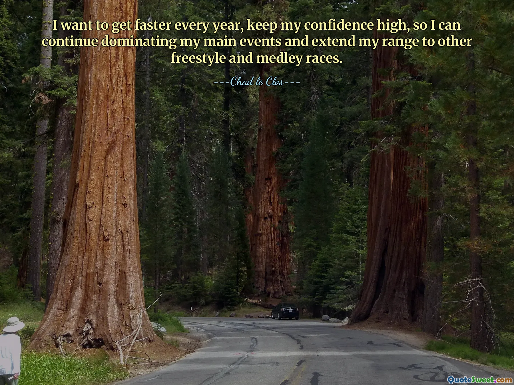 I want to get faster every year, keep my confidence high, so I can continue dominating my main events and extend my range to other freestyle and medley races.