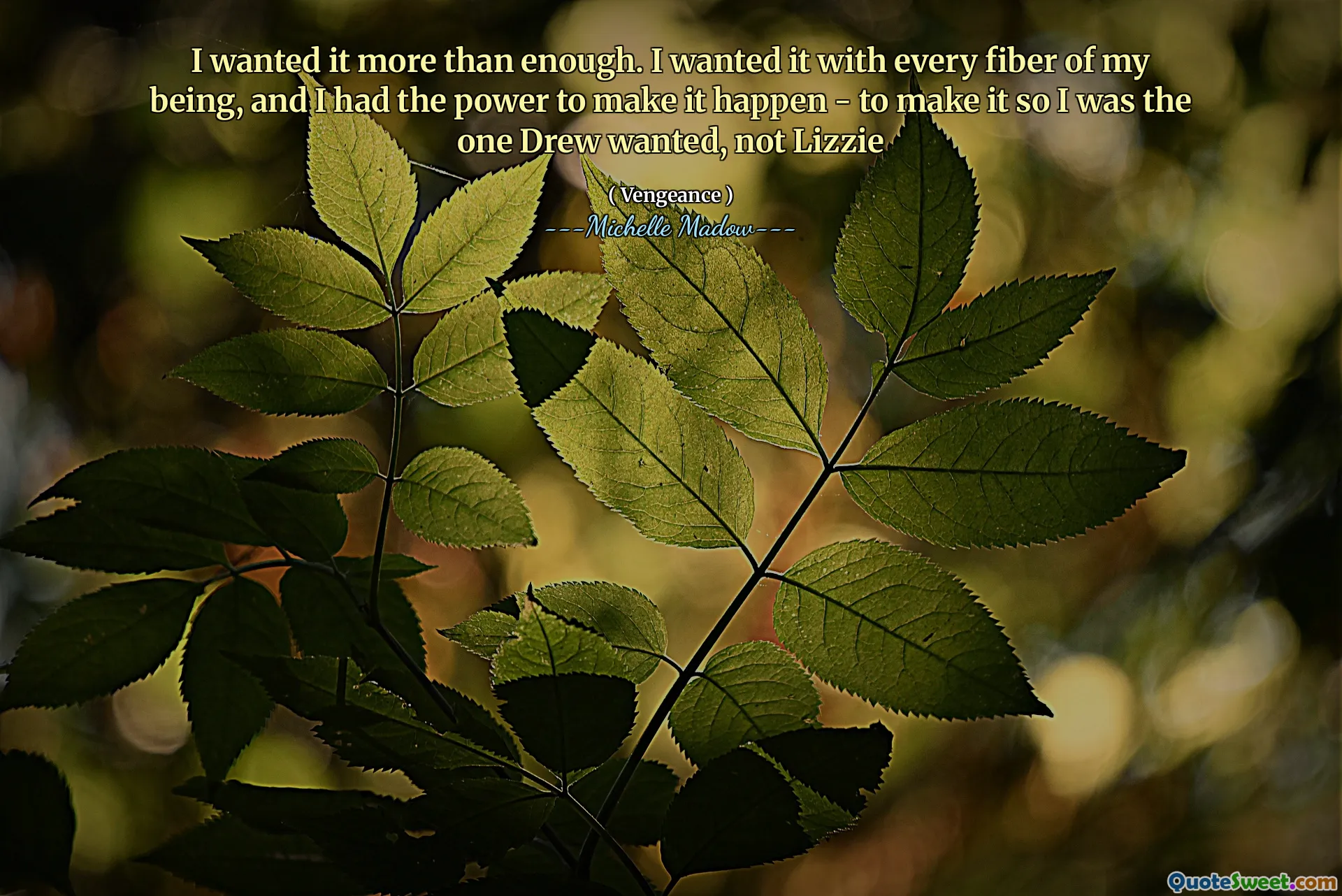 I wanted it more than enough. I wanted it with every fiber of my being, and I had the power to make it happen - to make it so I was the one Drew wanted, not Lizzie