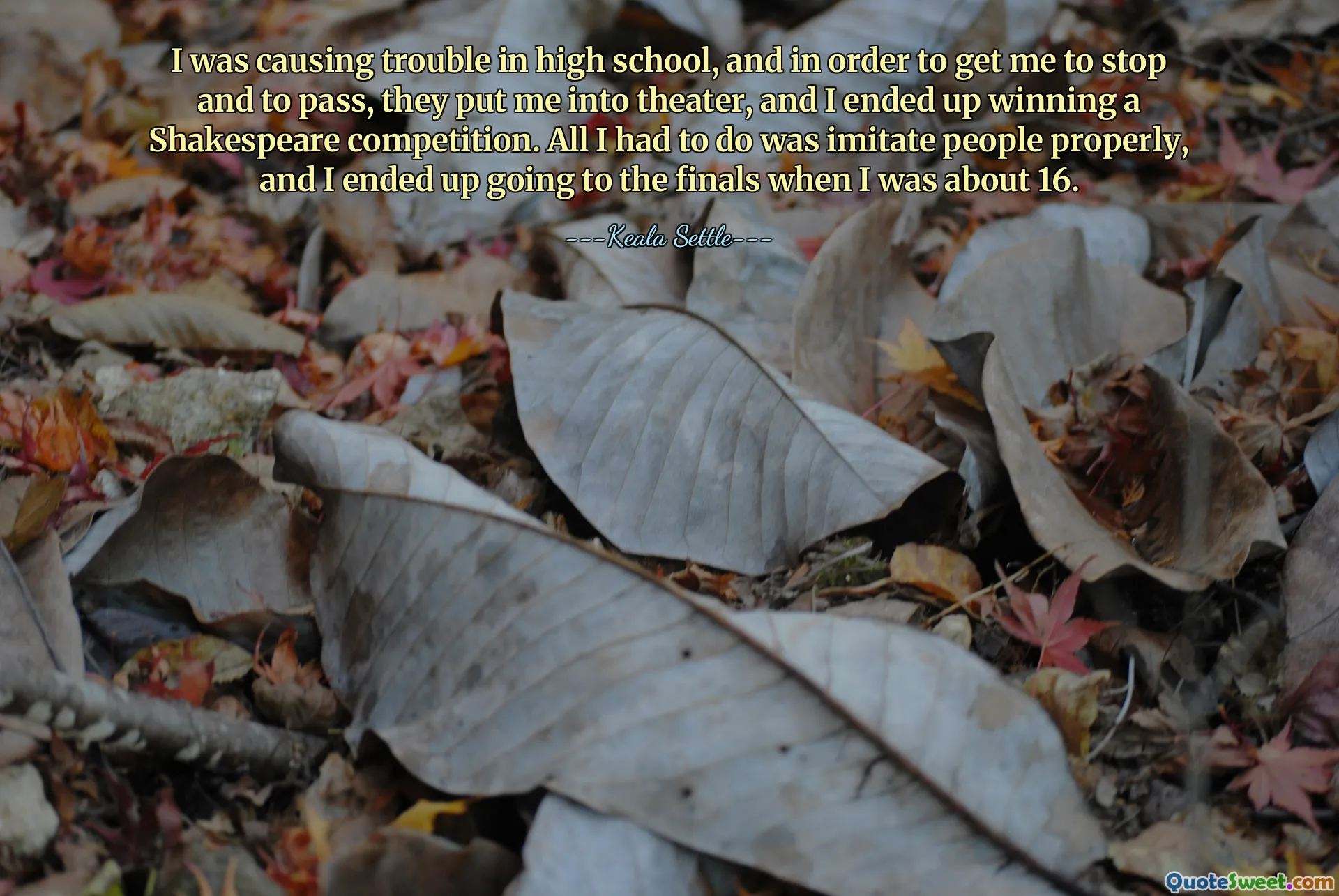 I was causing trouble in high school, and in order to get me to stop and to pass, they put me into theater, and I ended up winning a Shakespeare competition. All I had to do was imitate people properly, and I ended up going to the finals when I was about 16.