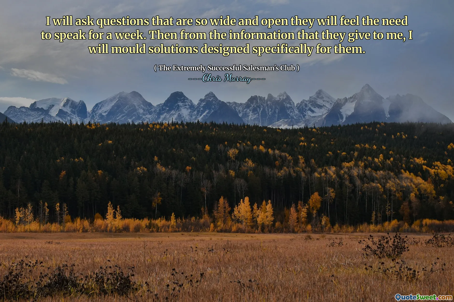 Zadam pytania, które są tak szerokie i otwarte, że poczują potrzebę mówienia przez tydzień. Następnie z informacji, które mi przekazują, uformuję rozwiązania zaprojektowane specjalnie dla nich.
