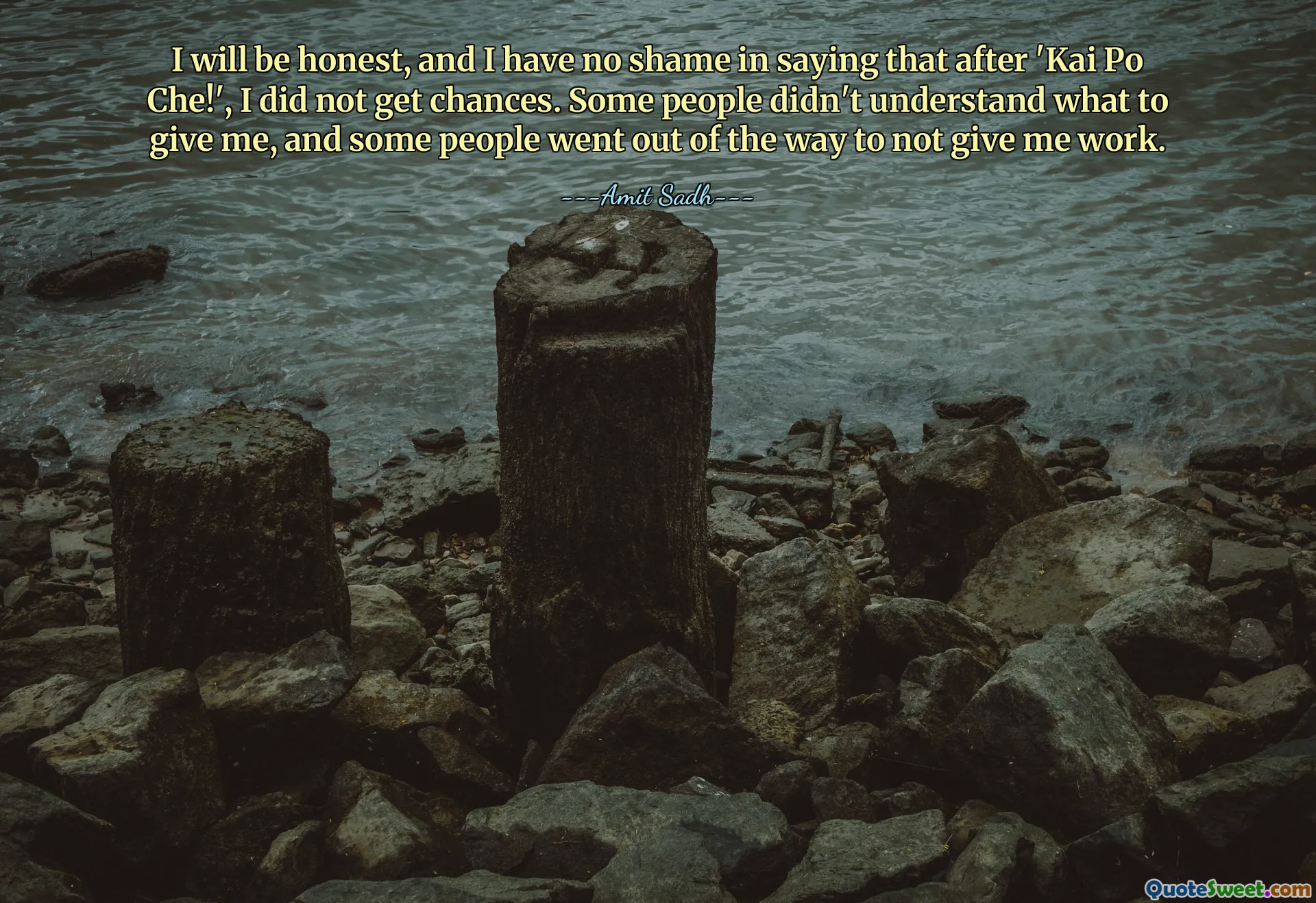 I will be honest, and I have no shame in saying that after 'Kai Po Che!', I did not get chances. Some people didn't understand what to give me, and some people went out of the way to not give me work.