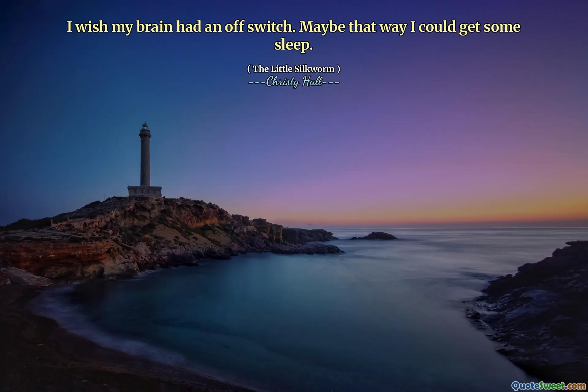 I wish my brain had an off switch. Maybe that way I could get some sleep.