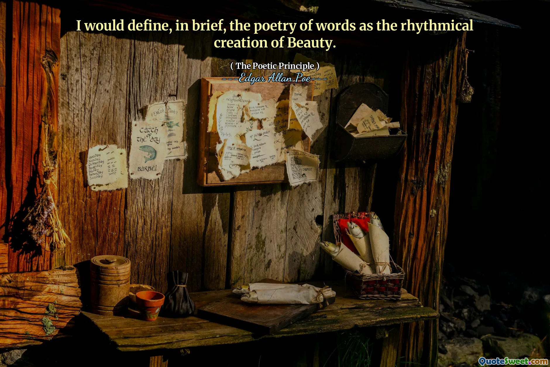 I would define, in brief, the poetry of words as the rhythmical creation of Beauty.