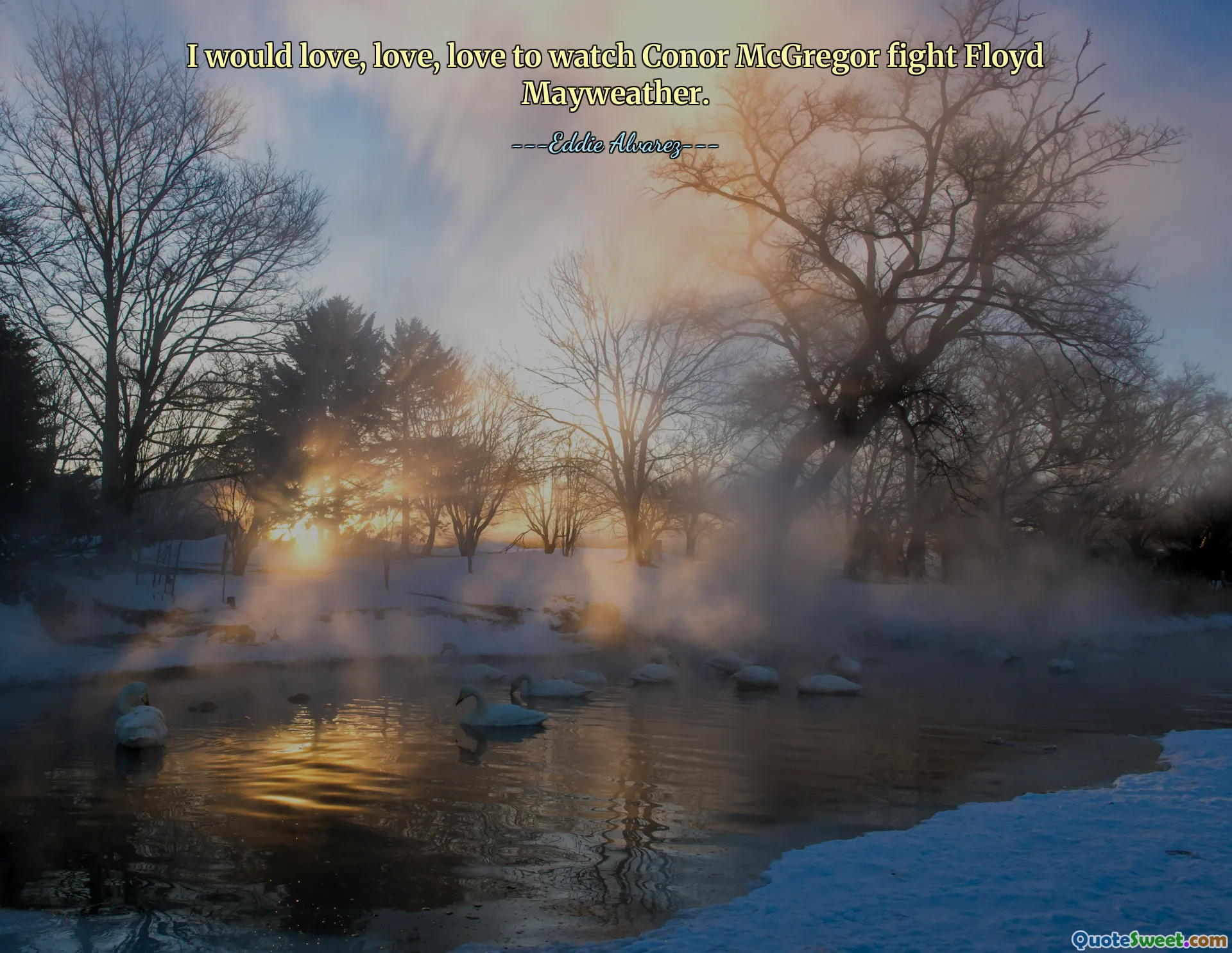 I would love, love, love to watch Conor McGregor fight Floyd Mayweather.