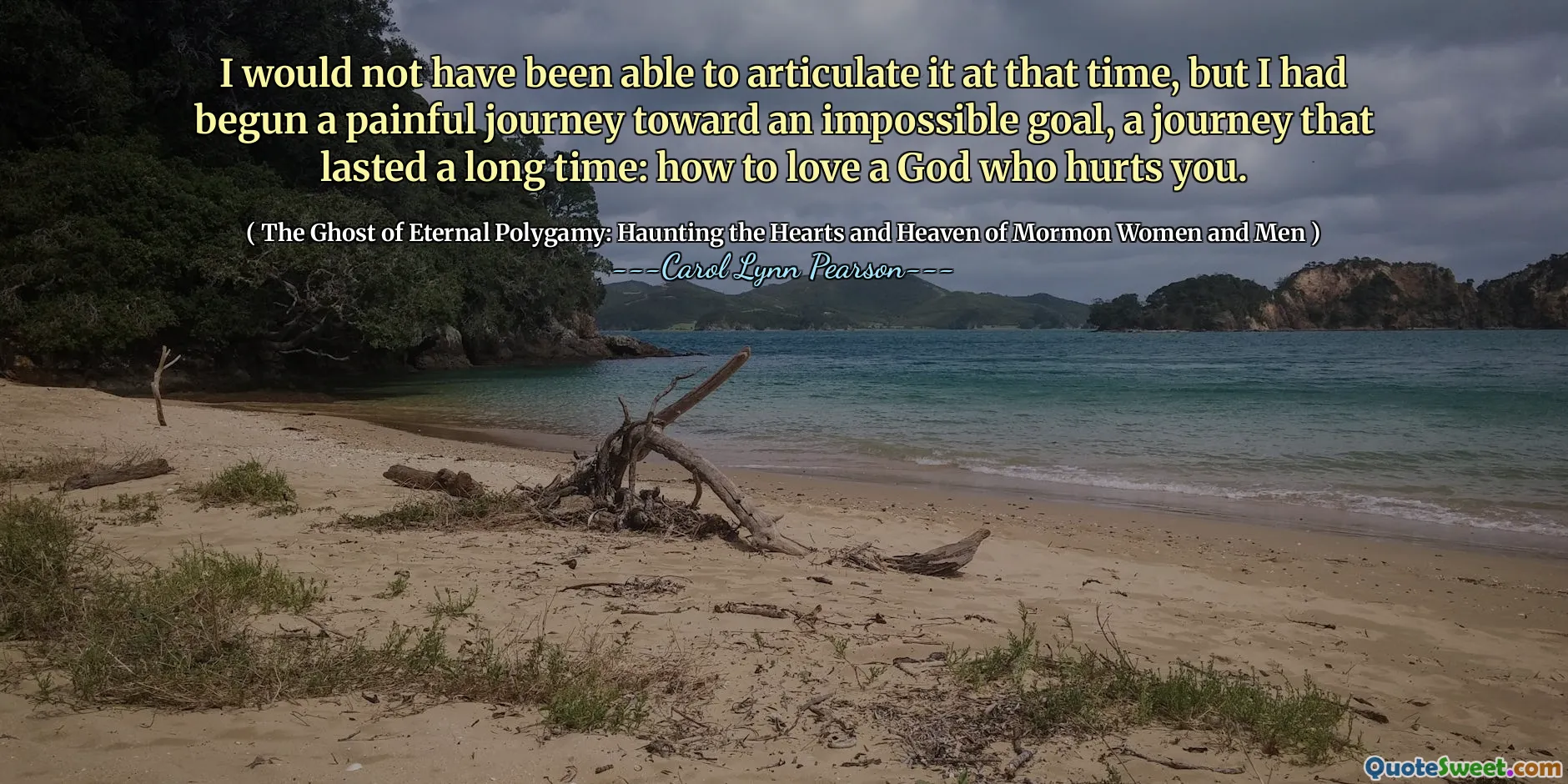 I would not have been able to articulate it at that time, but I had begun a painful journey toward an impossible goal, a journey that lasted a long time: how to love a God who hurts you.