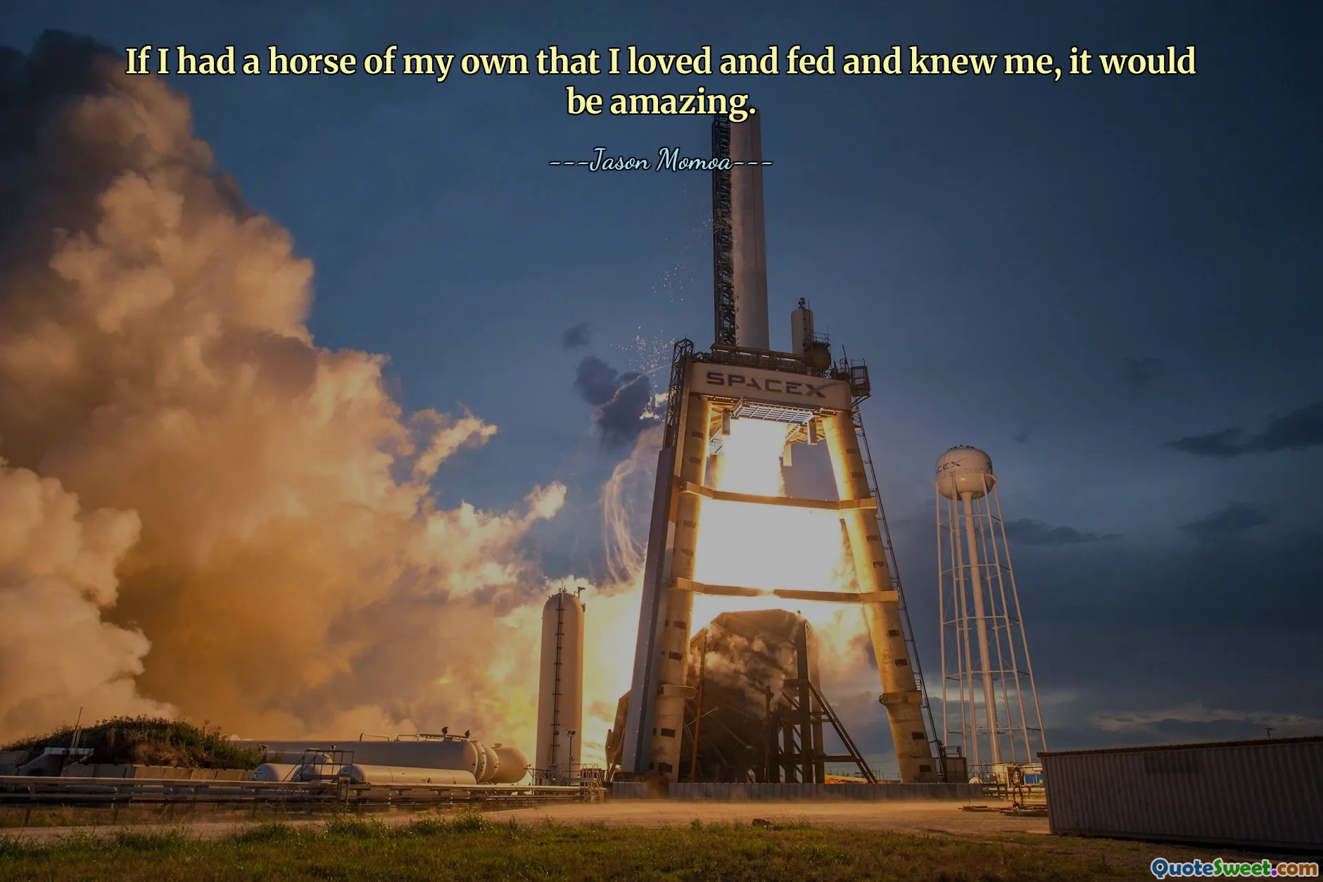 If I had a horse of my own that I loved and fed and knew me, it would be amazing.