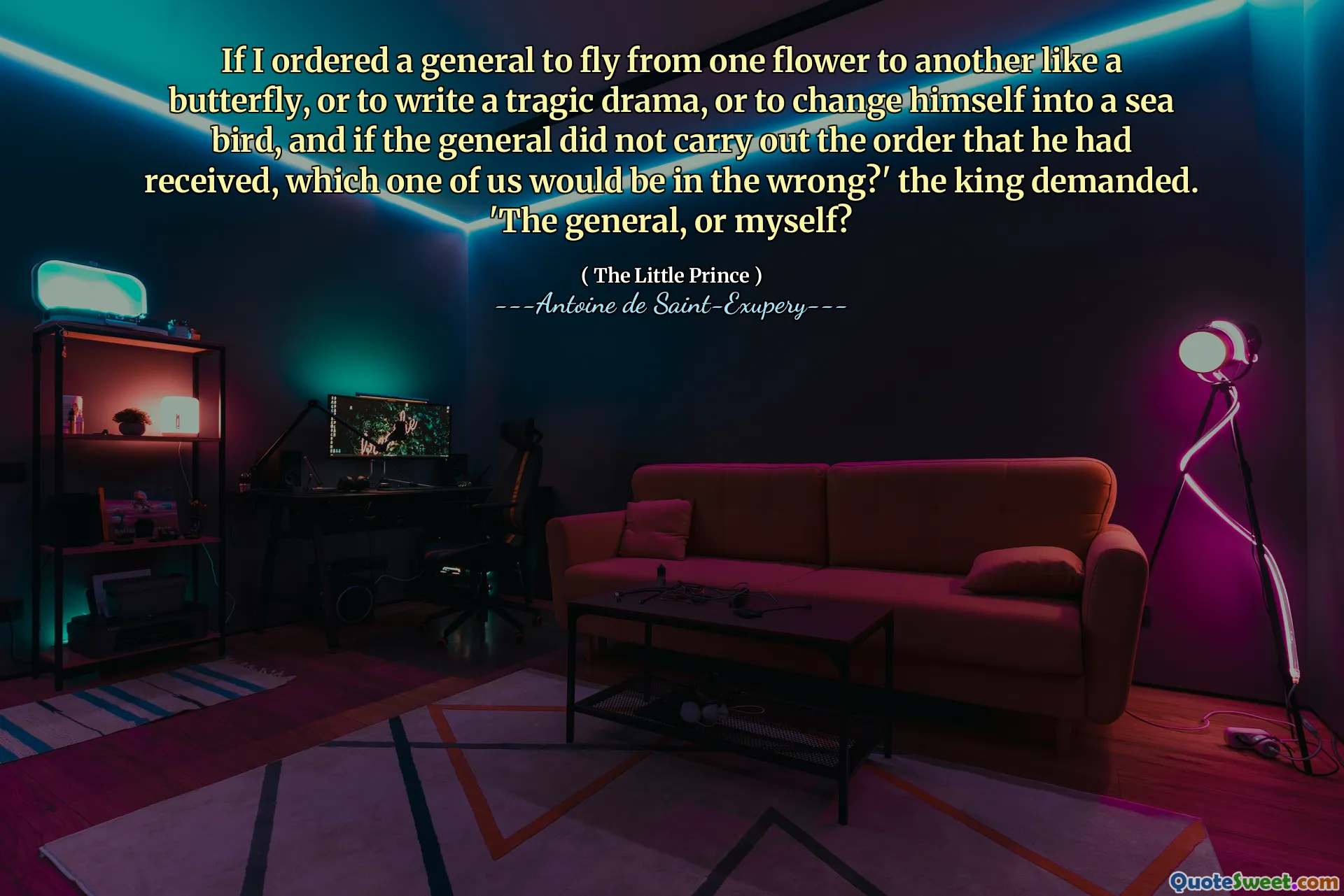 If I ordered a general to fly from one flower to another like a butterfly, or to write a tragic drama, or to change himself into a sea bird, and if the general did not carry out the order that he had received, which one of us would be in the wrong?' the king demanded. 'The general, or myself?