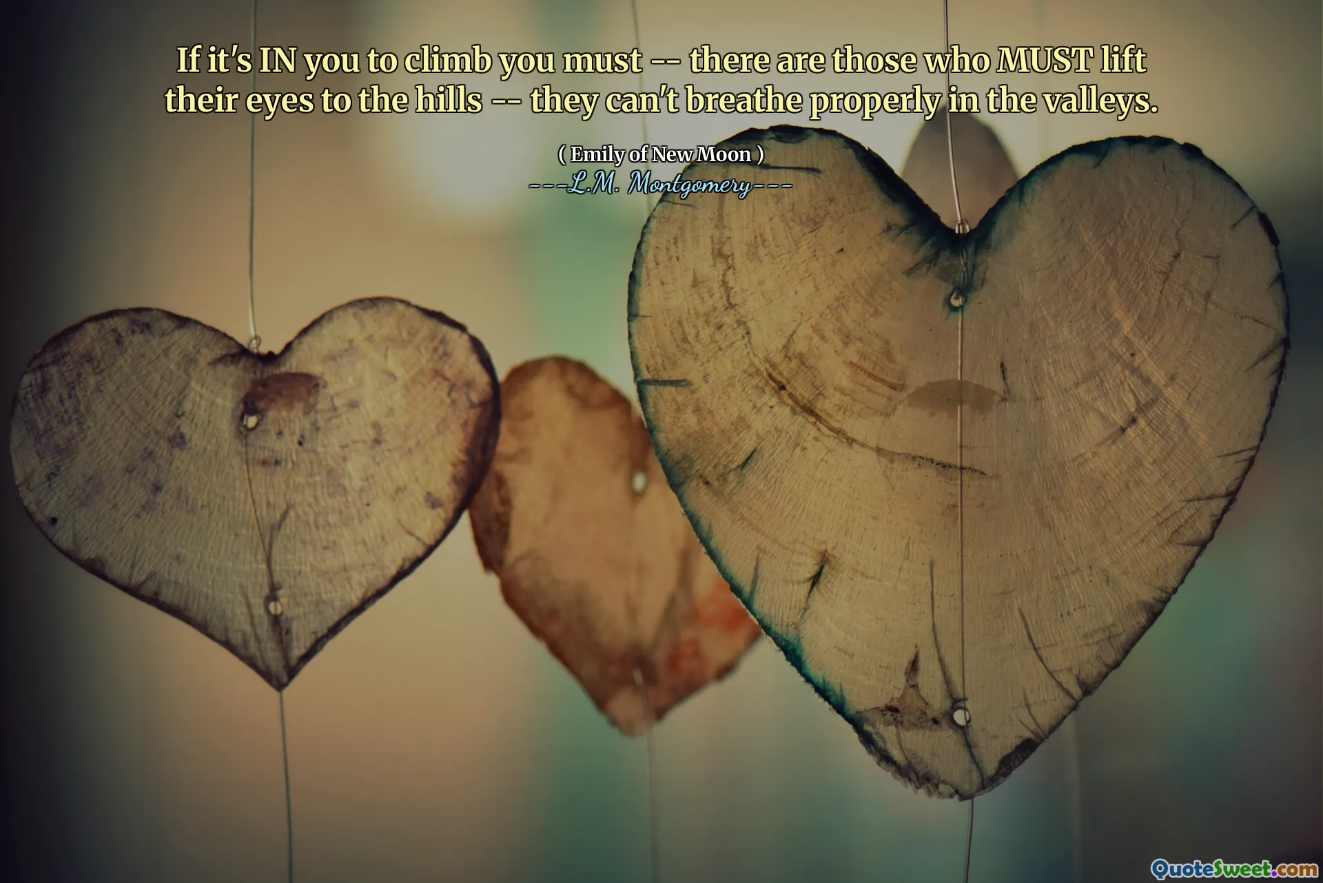 If it's IN you to climb you must -- there are those who MUST lift their eyes to the hills -- they can't breathe properly in the valleys.