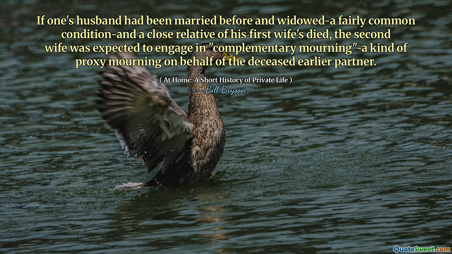 If one's husband had been married before and widowed-a fairly common condition-and a close relative of his first wife's died, the second wife was expected to engage in "complementary mourning"-a kind of proxy mourning on behalf of the deceased earlier partner.