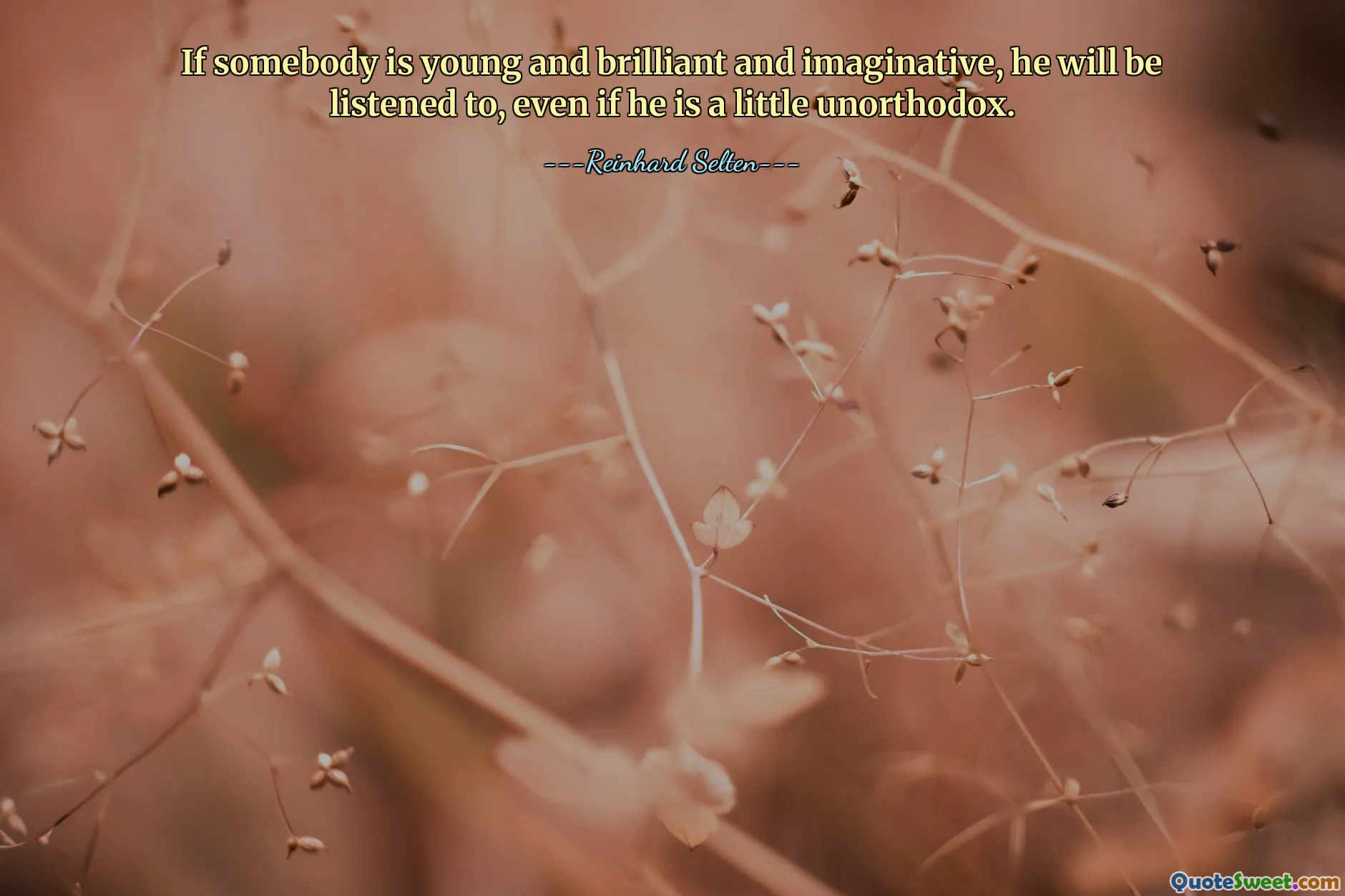 Pokud je někdo mladý, brilantní a nápaditý, bude mu nasloucháno, i když je trochu neortodoxní.