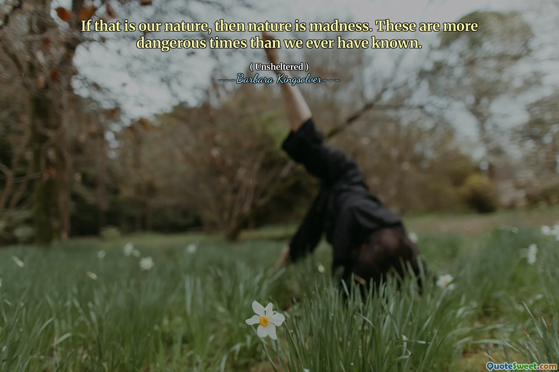 Si tel est notre nature, alors la nature est la folie. Ce sont des moments plus dangereux que nous ne l'avons jamais connu.