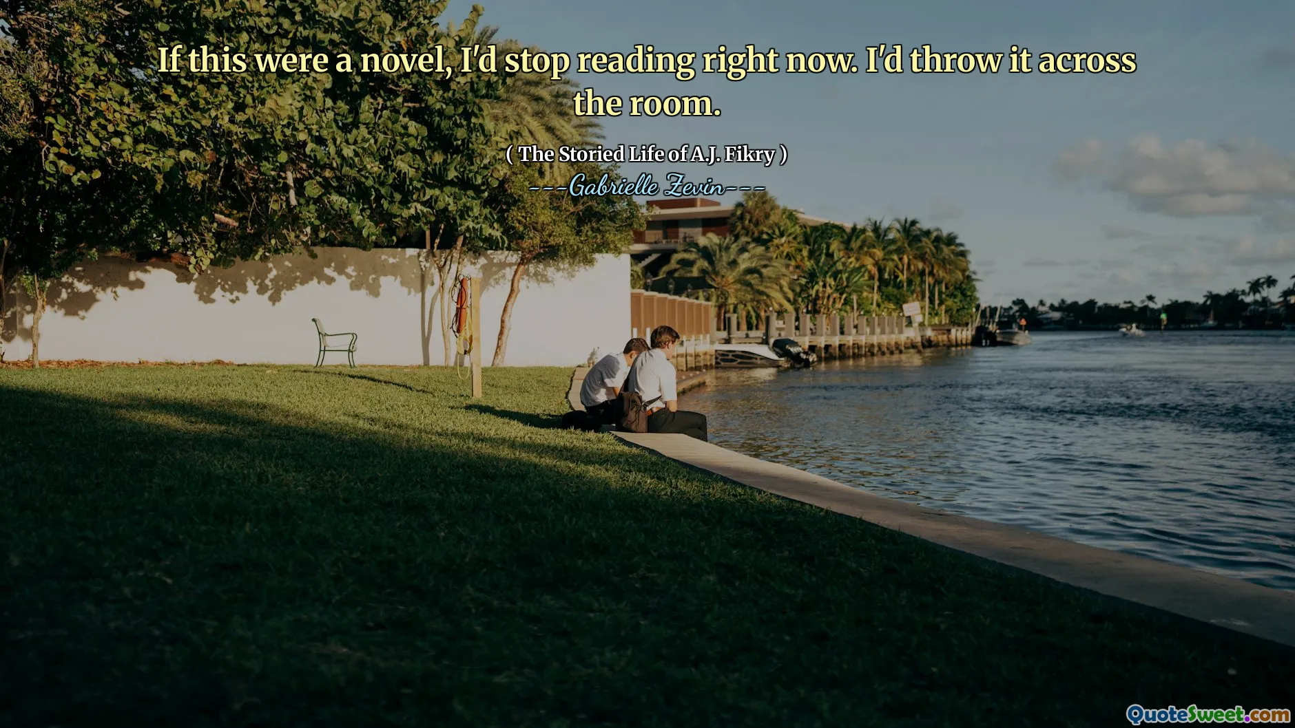 If this were a novel, I'd stop reading right now. I'd throw it across the room.